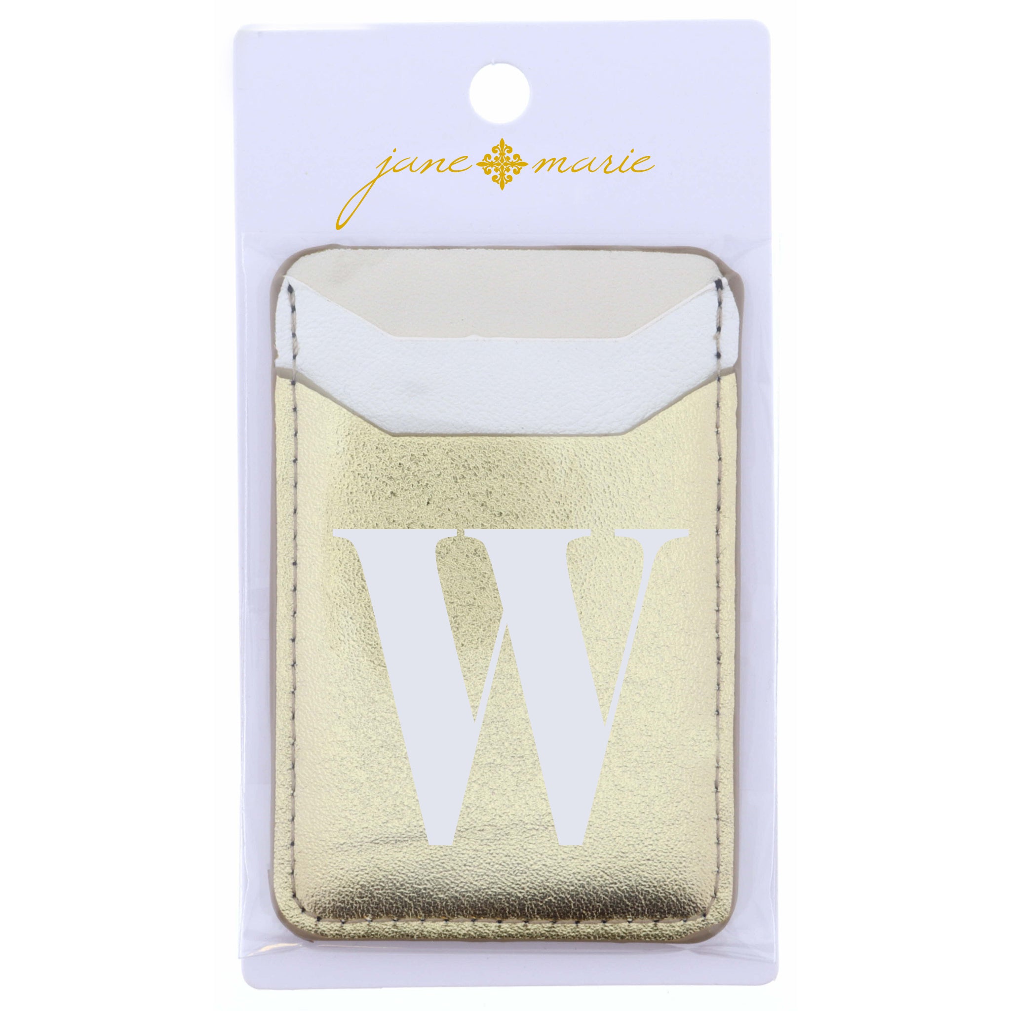 Cream, White, and Gold with Initial W Phone Wallet