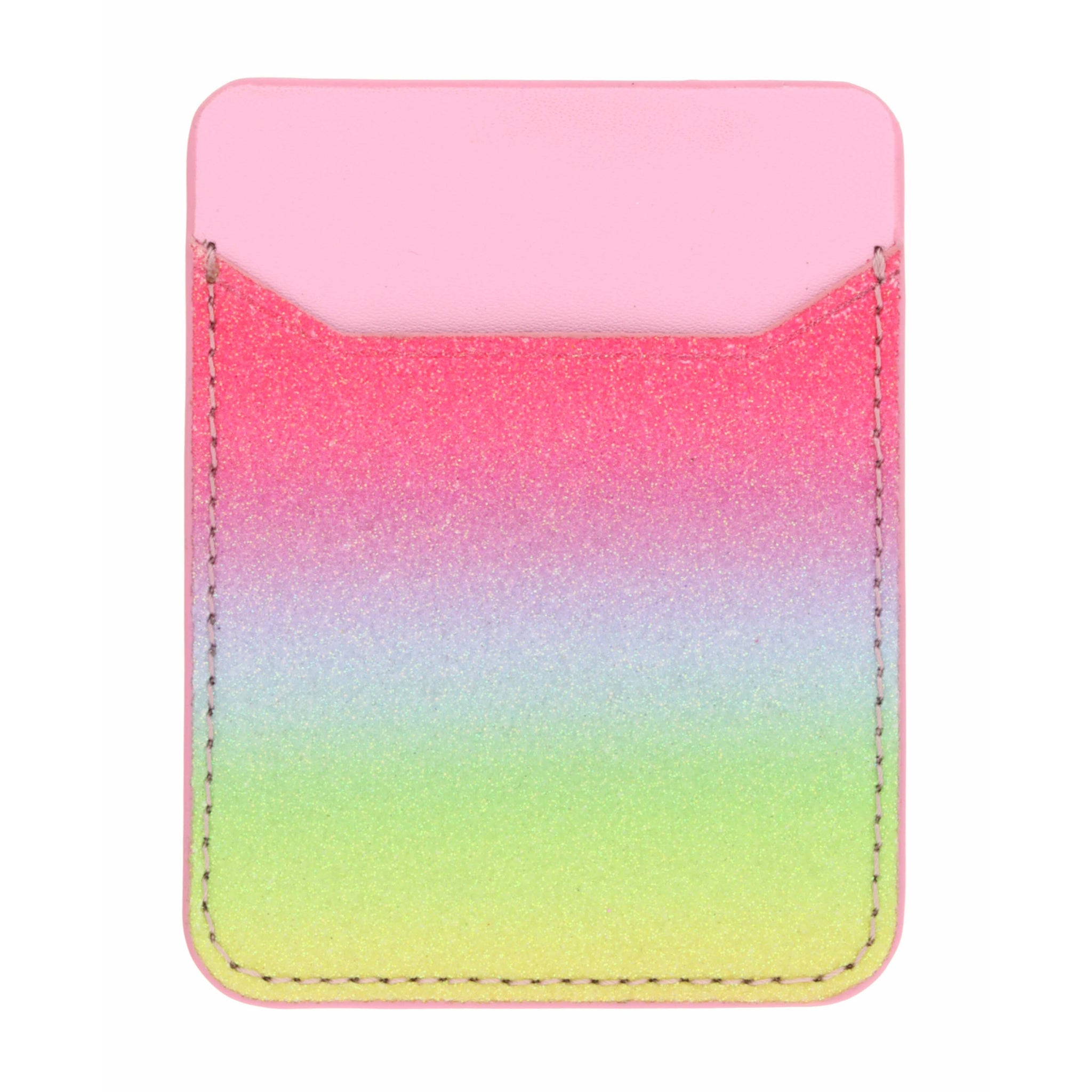 Rainbow Glitter and Pink Leather Phone Wallet