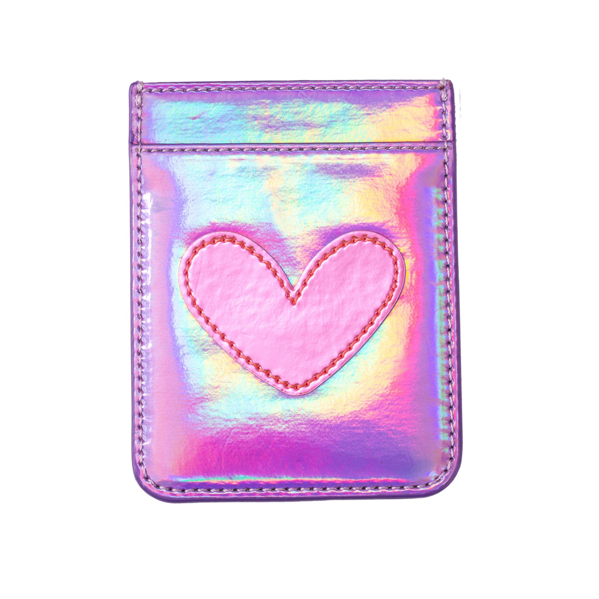 Iridescent Purple with Pink Heart Phone Wallet, 2.5" x 3.25"
