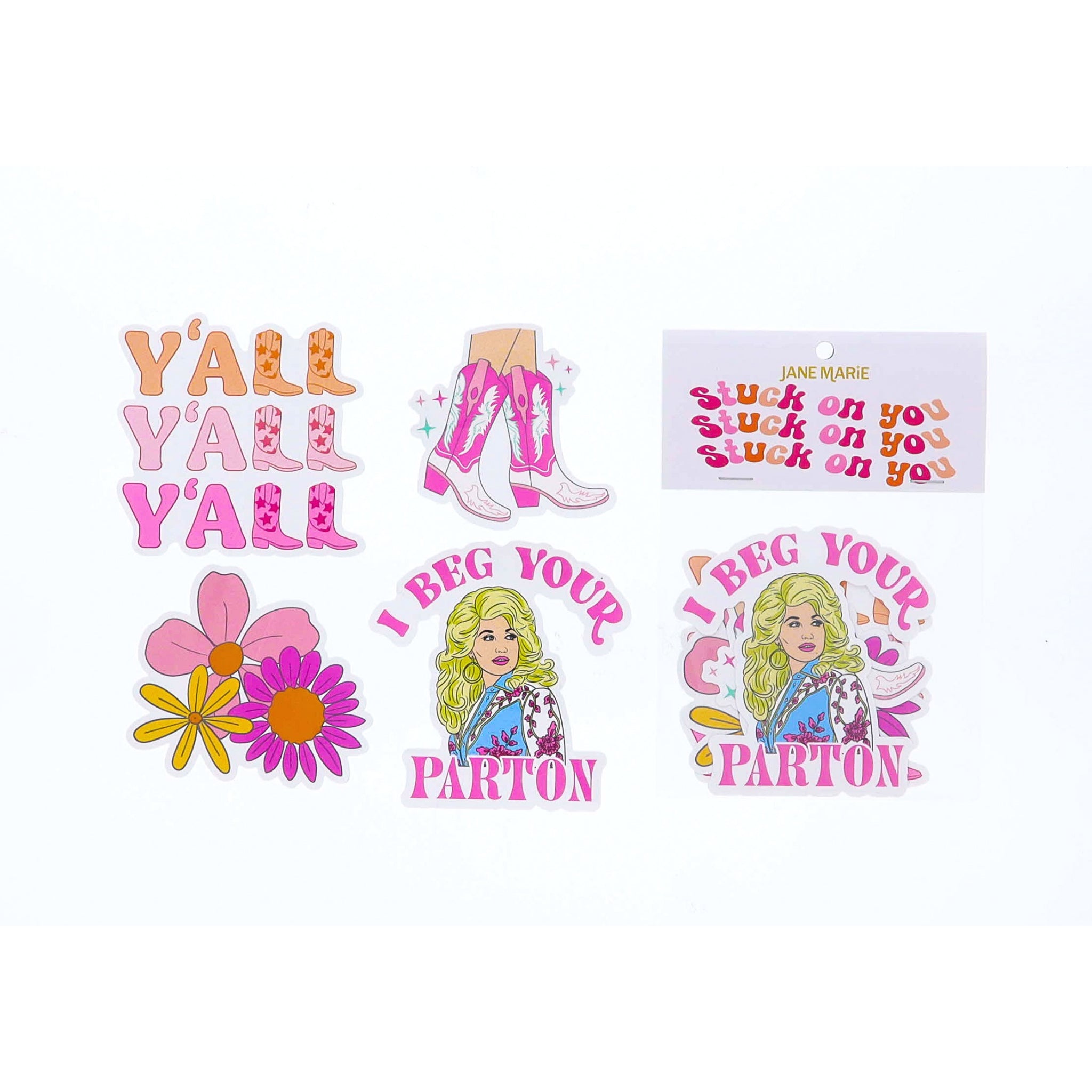 Set of 4 Stickers, Country Dolly