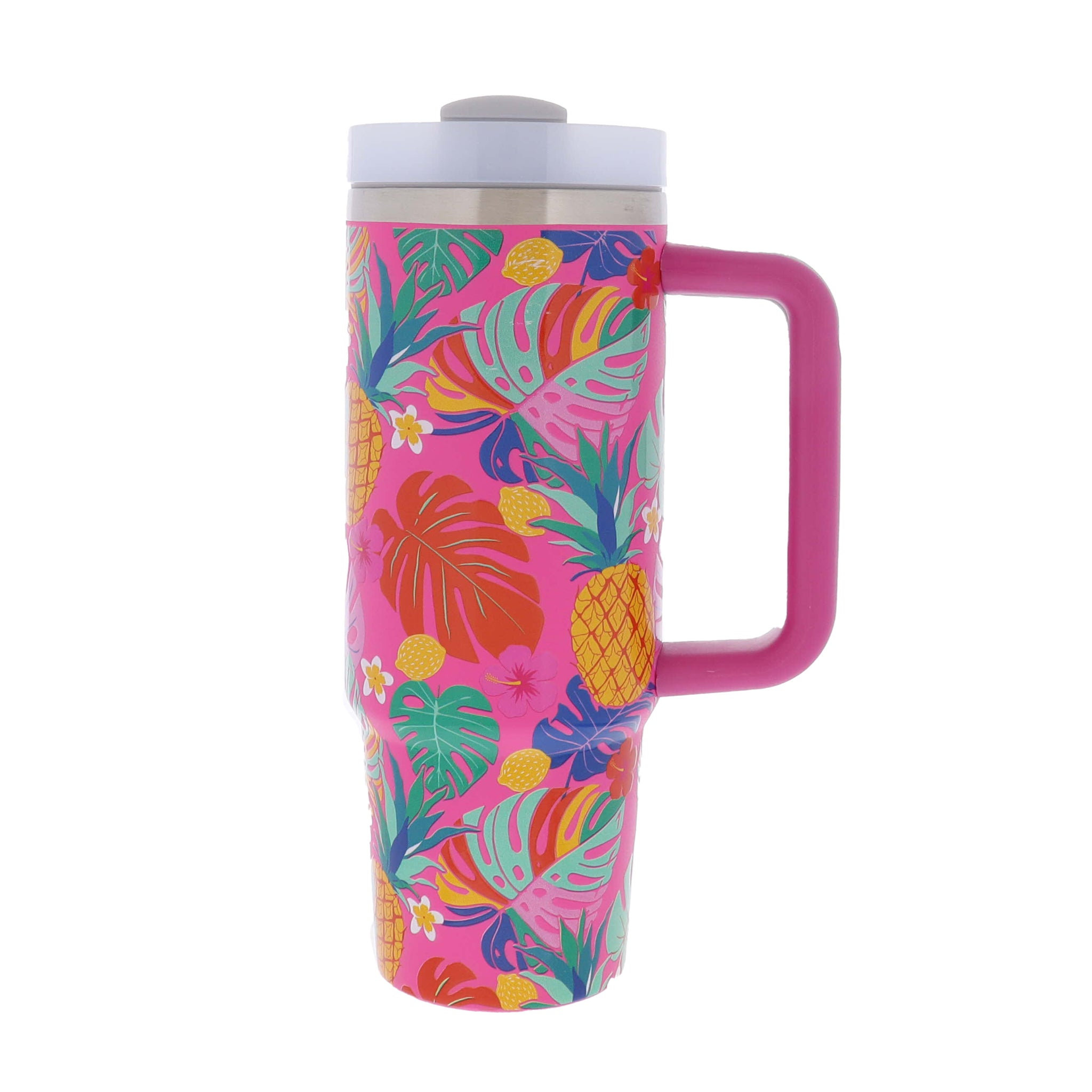 Tropical 30 Oz. Tumbler With Straw and Handle