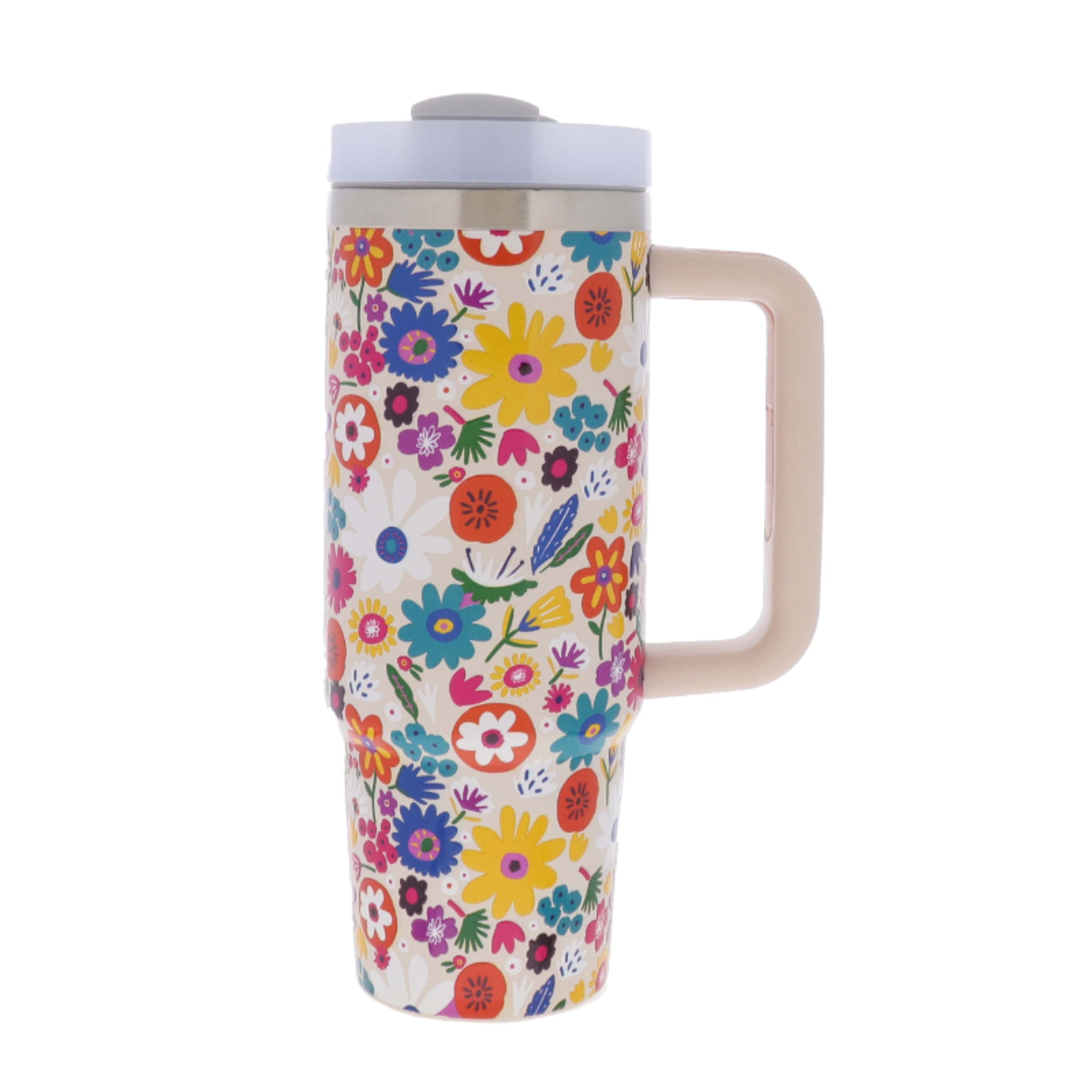 Fields of Flowers 30 Oz. Tumbler With Straw and Handle