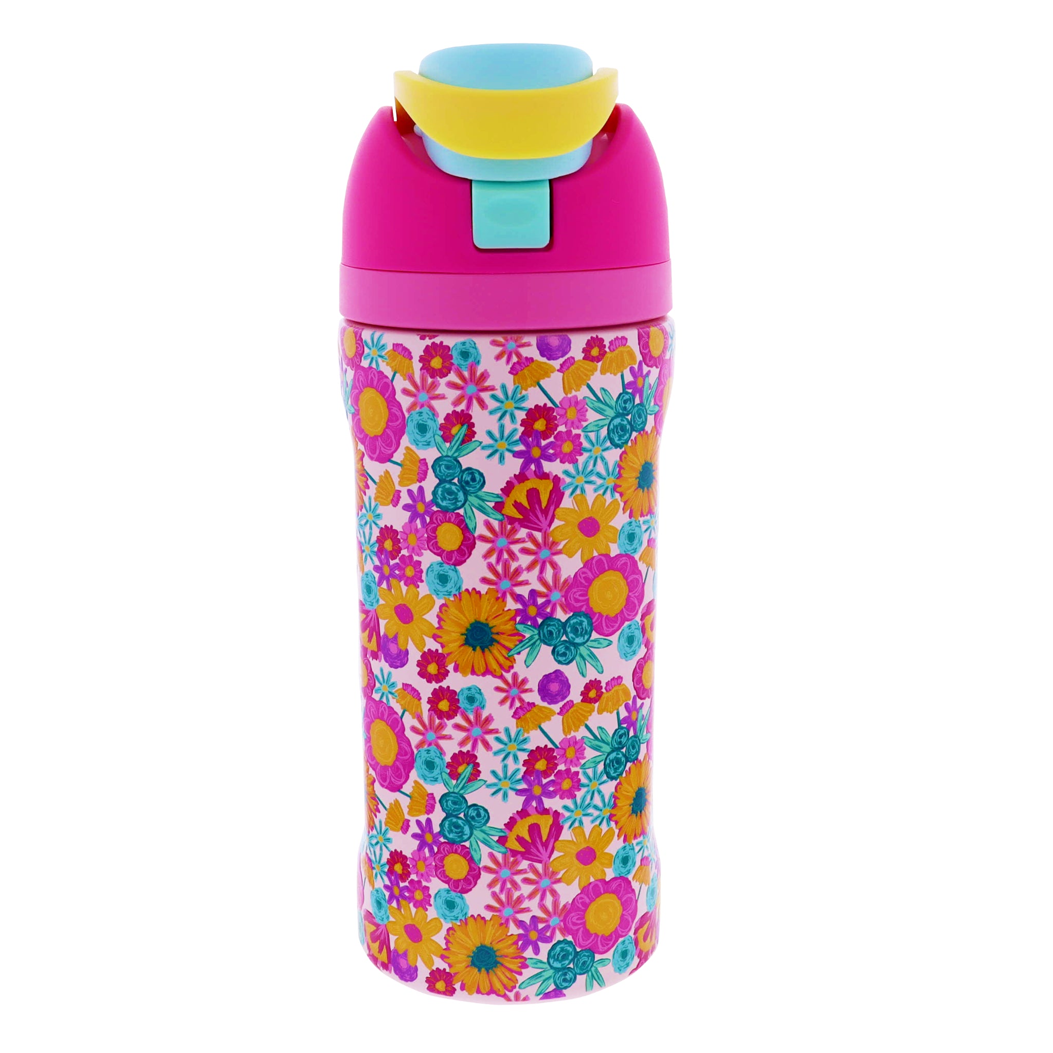 Kids Bold Floral 16 Oz. Water Bottle With Straw Cap