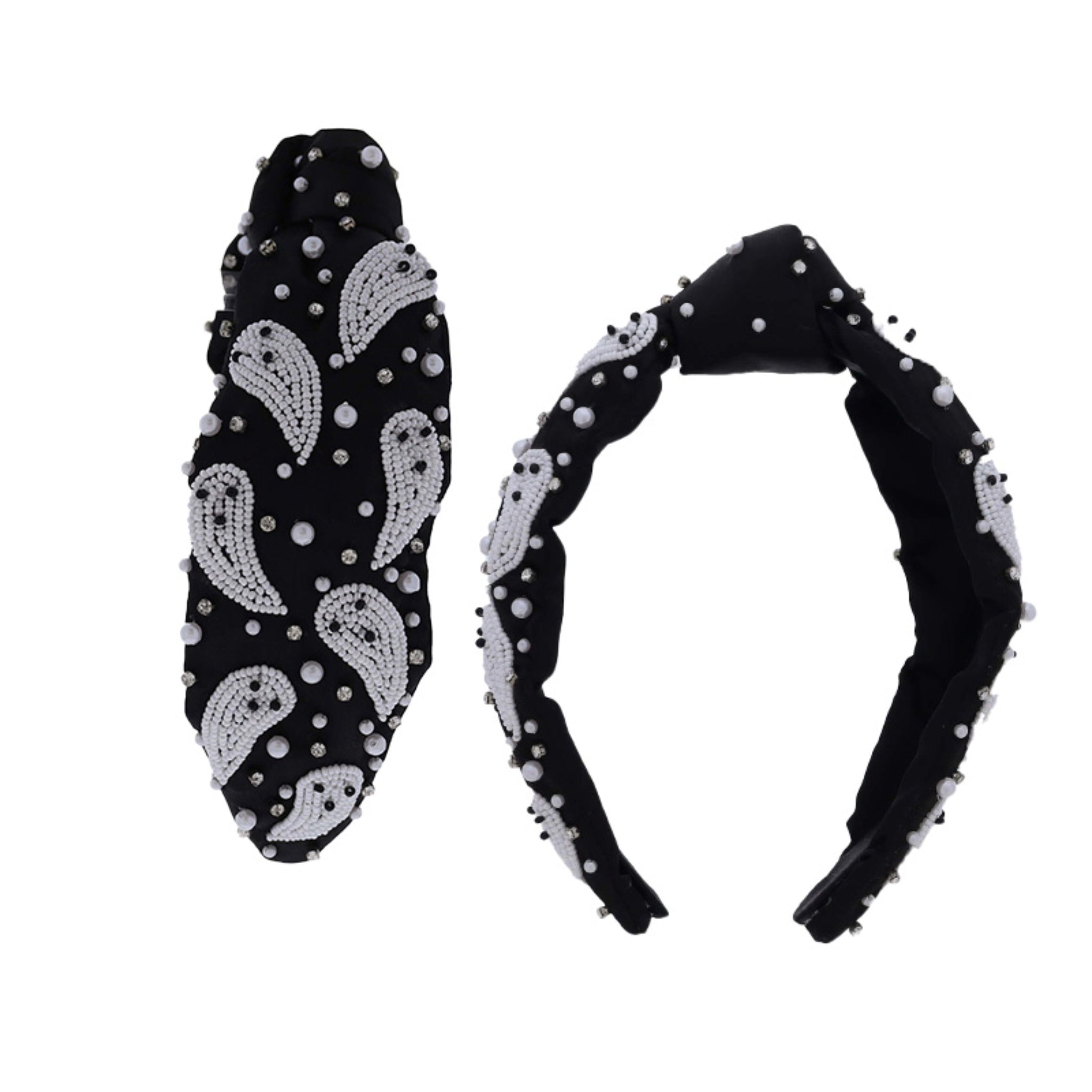 Satin Headband with White Ghosts