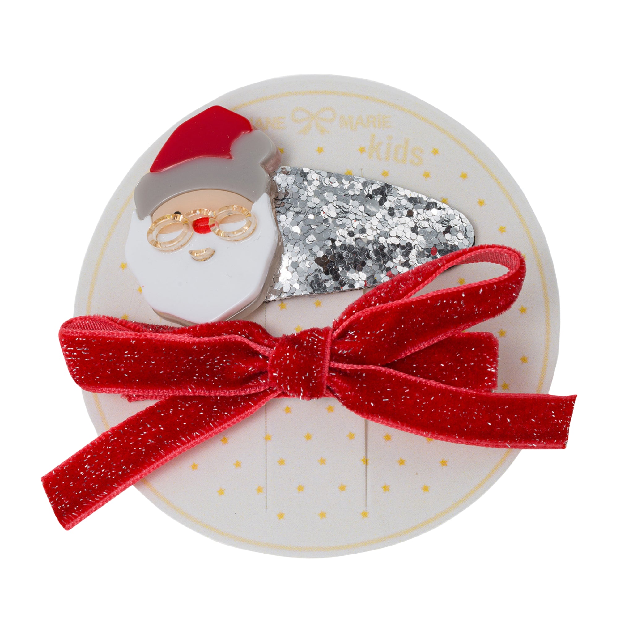 Kids Santa Glitter Clip, Red Bow Clip Hair Clip