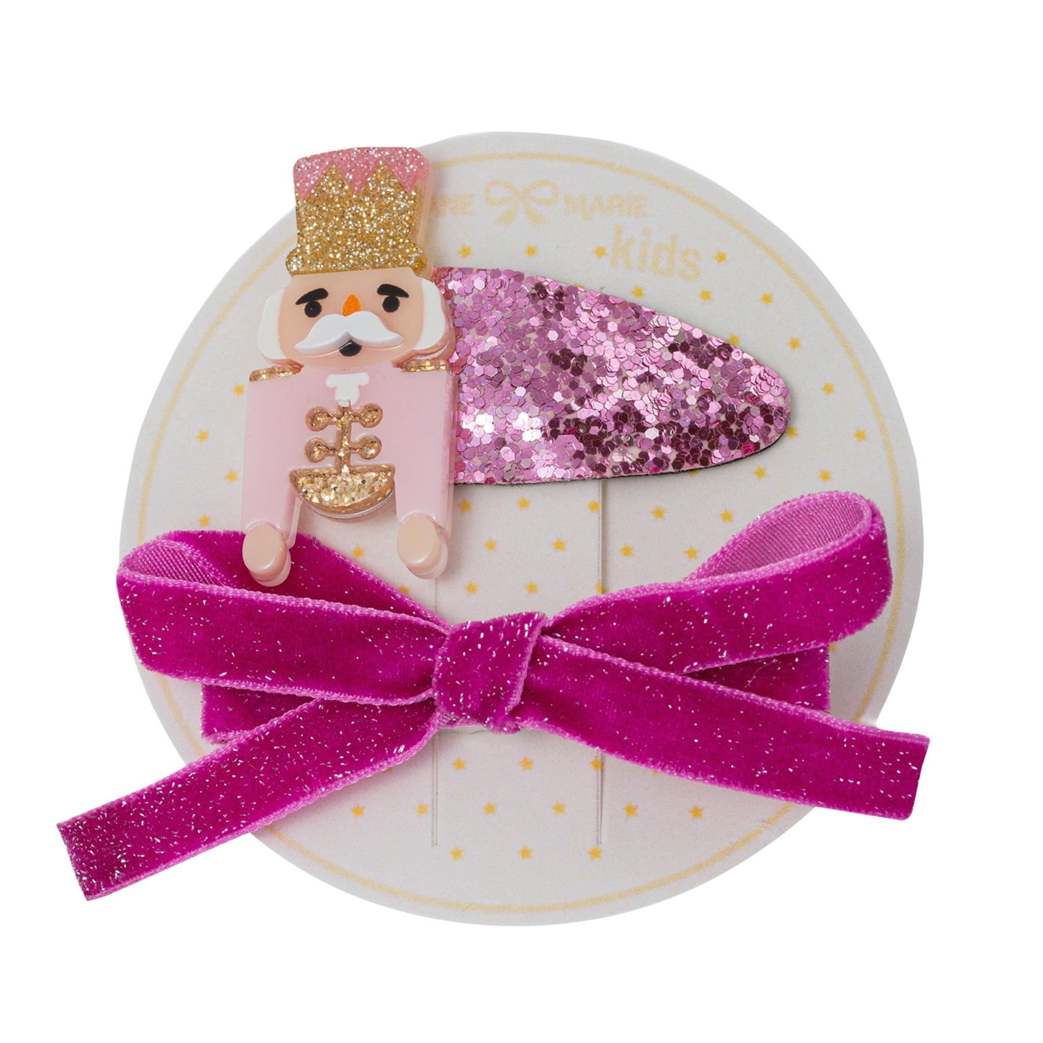 Kids Nutcracker Glitter Clip, Pink Bow Clip Hair Clip