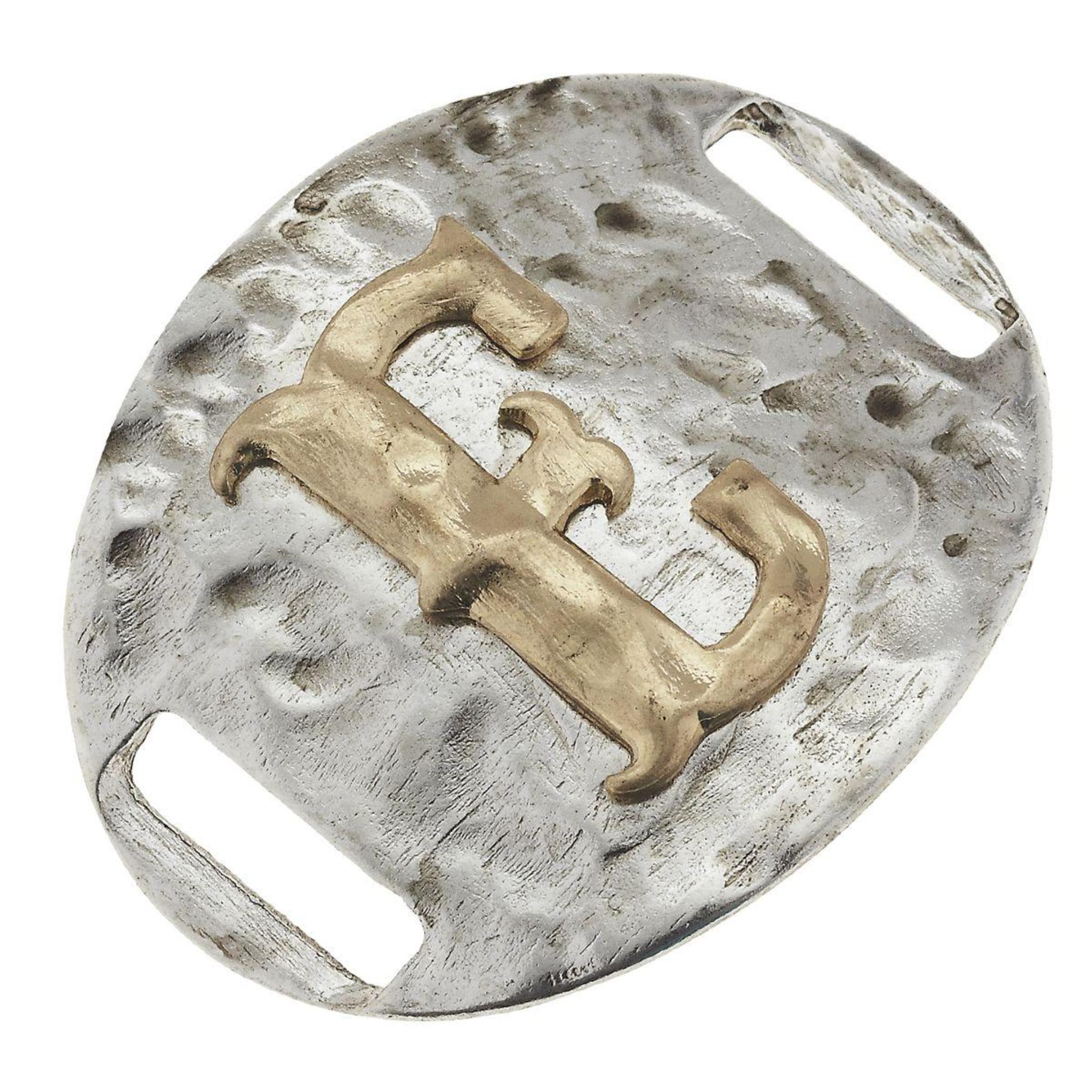 Antique Gold/Silver Large Bracelet E Initial Slide