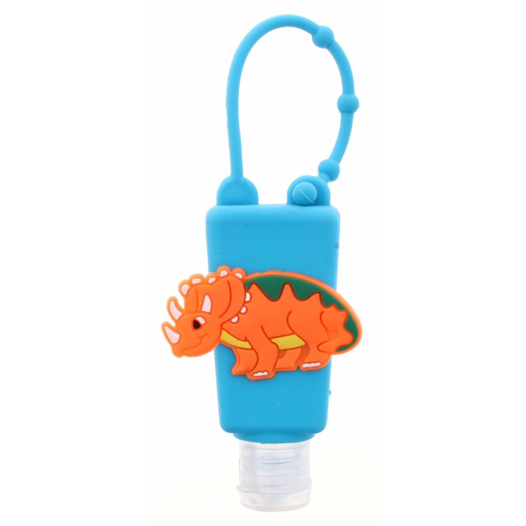 Blue Silicone with Dinosaur Hand Sanitizer Holder with Fillable Keychain Keychain