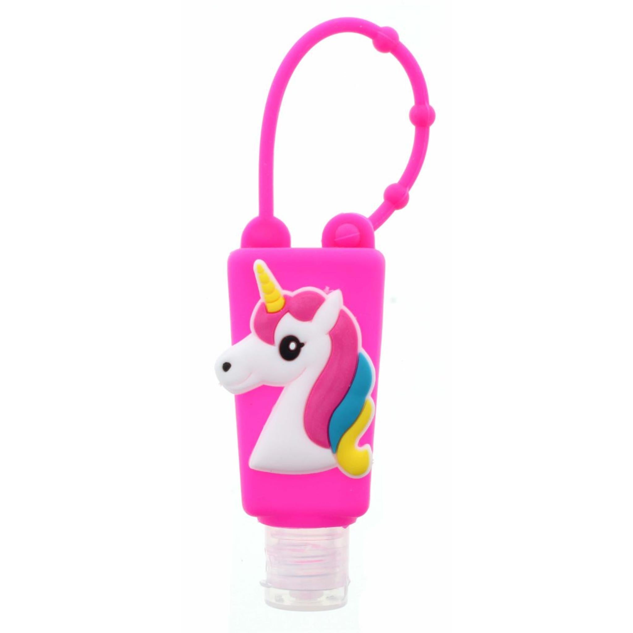 Pink Silicone with Unicorn Hand Sanitizer Holder with Fillable Bottle Keychain