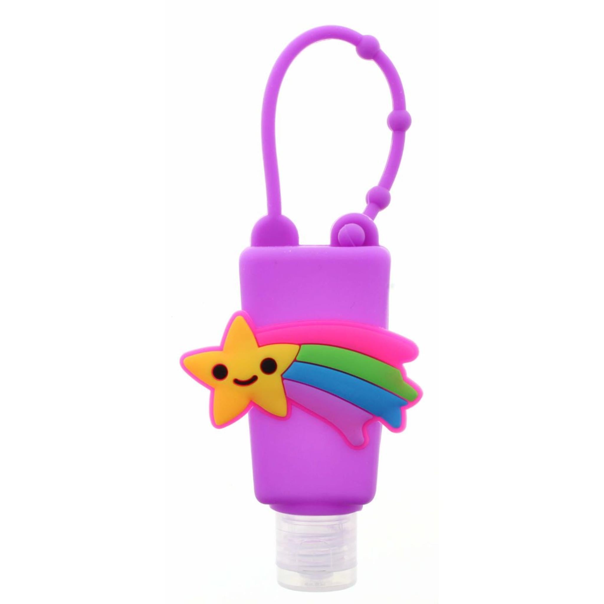 Purple Silicone with Shooting Star Hand Sanitizer Holder with Fillable Bottle Keychain