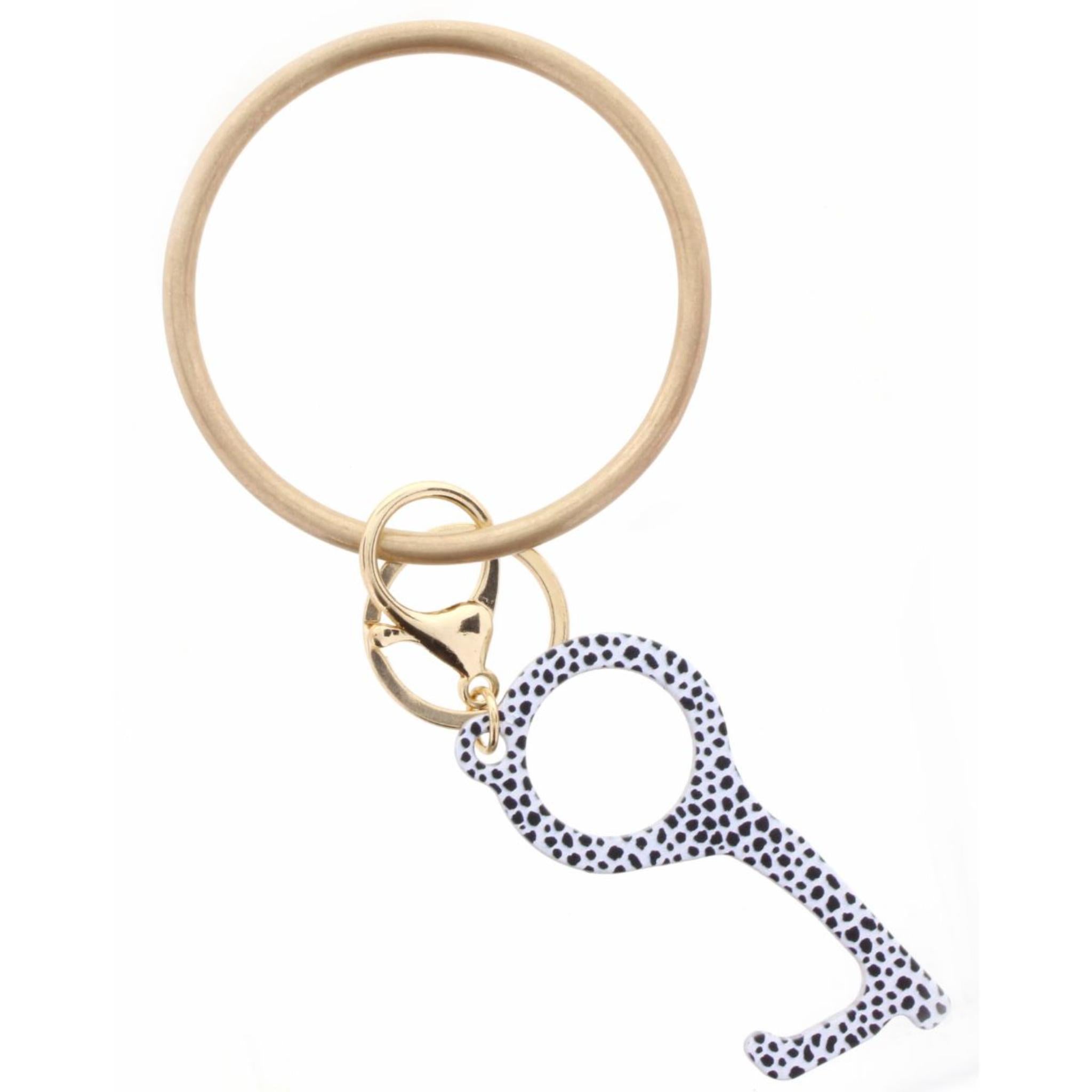 Gold Bangle with Dalmation Print Touchless Key Keychain