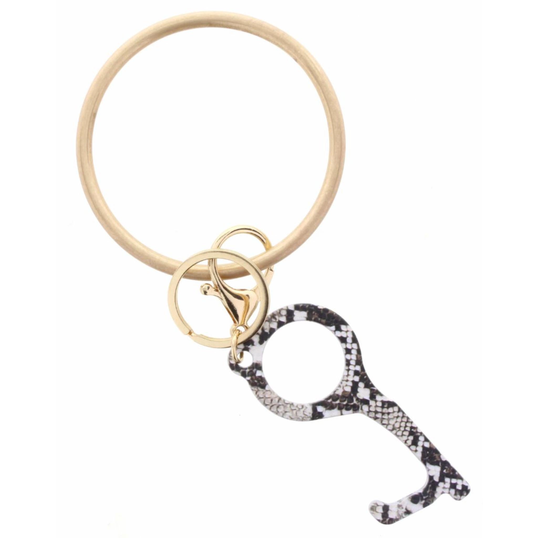 Gold Bangle with Snakeskin Touchless Key Keychain
