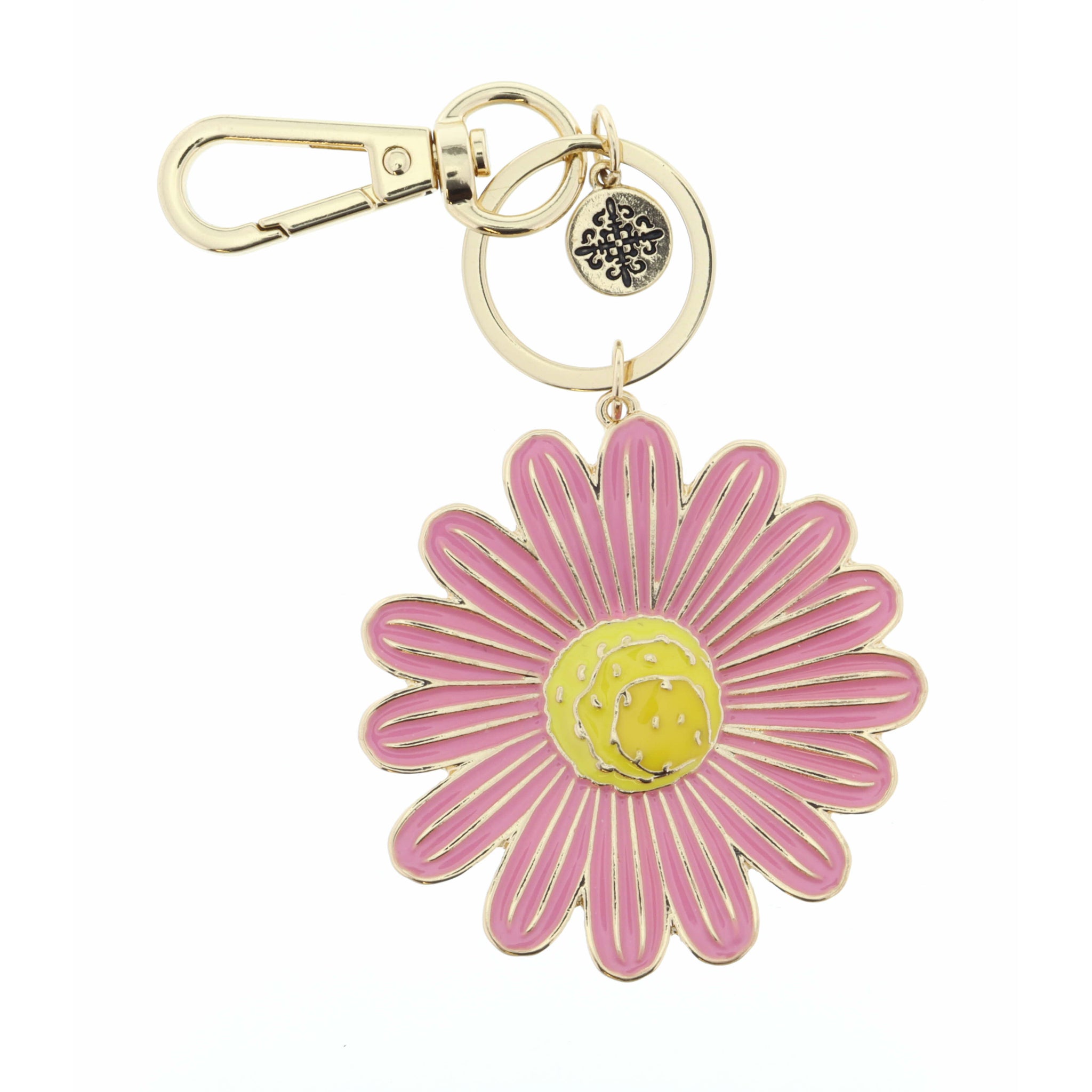 Kids Pink Daisy Enamel Keychain