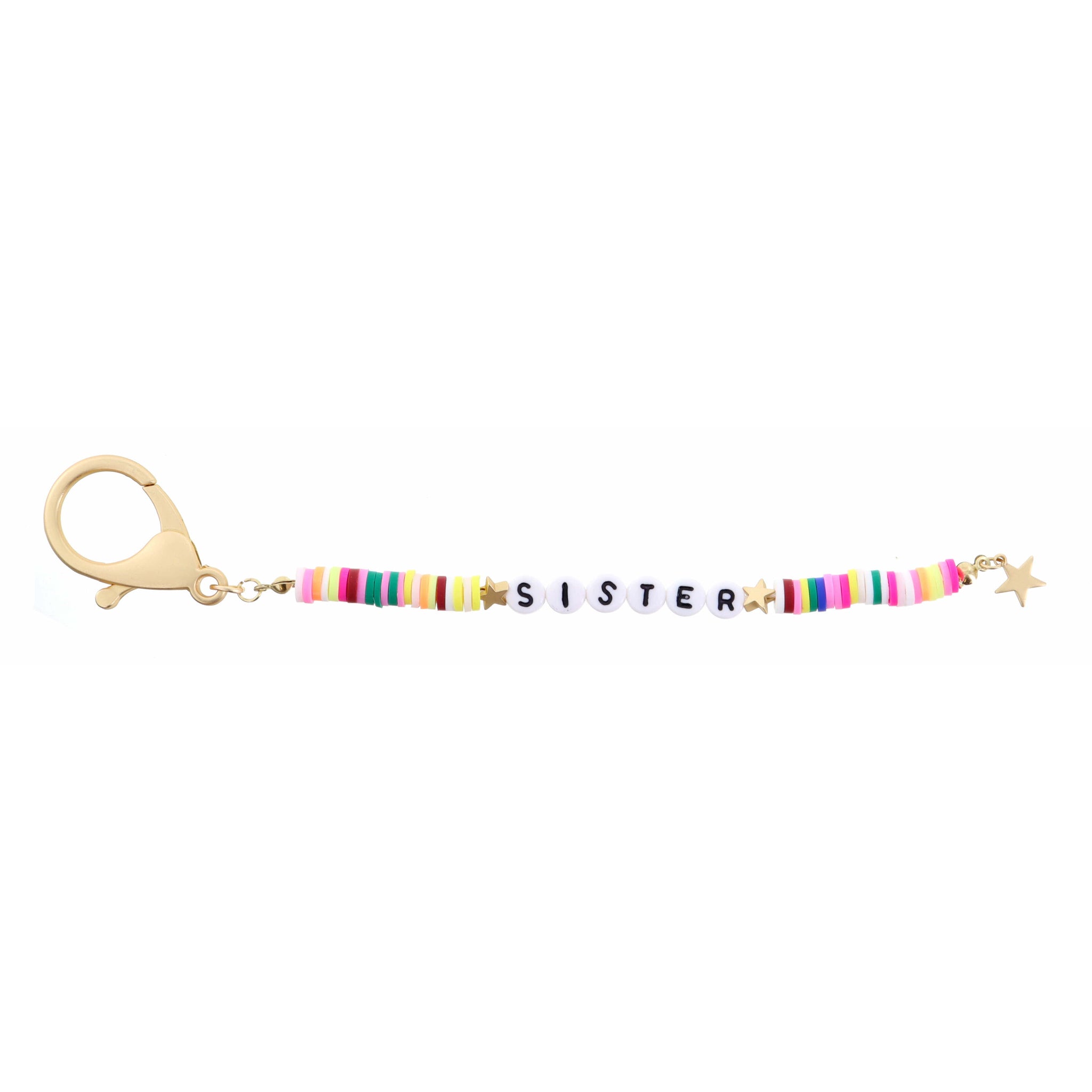 Kids Multi Rubber Sequin "Sister" Keychain