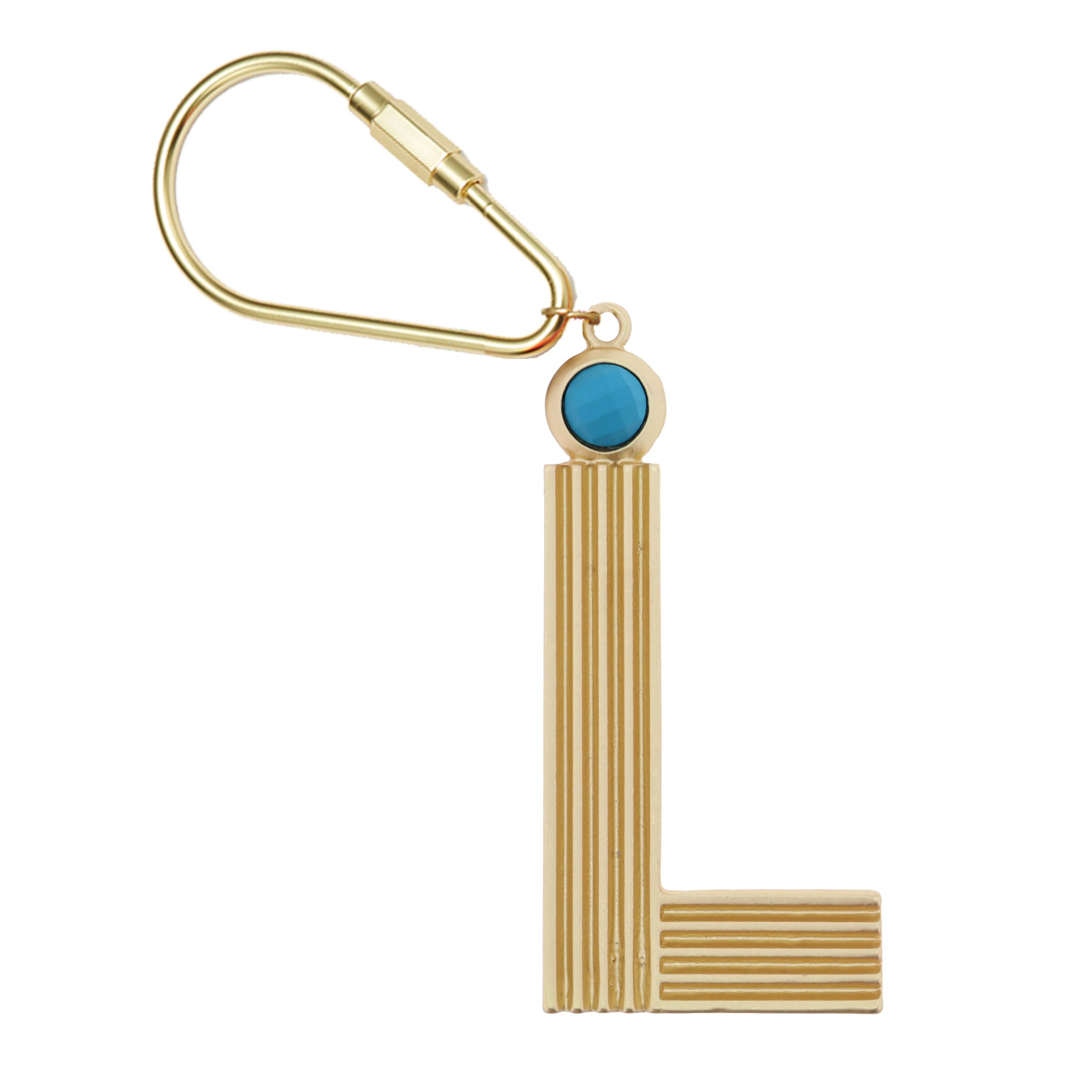 Gold "L" with Turquoise Stone Keychain