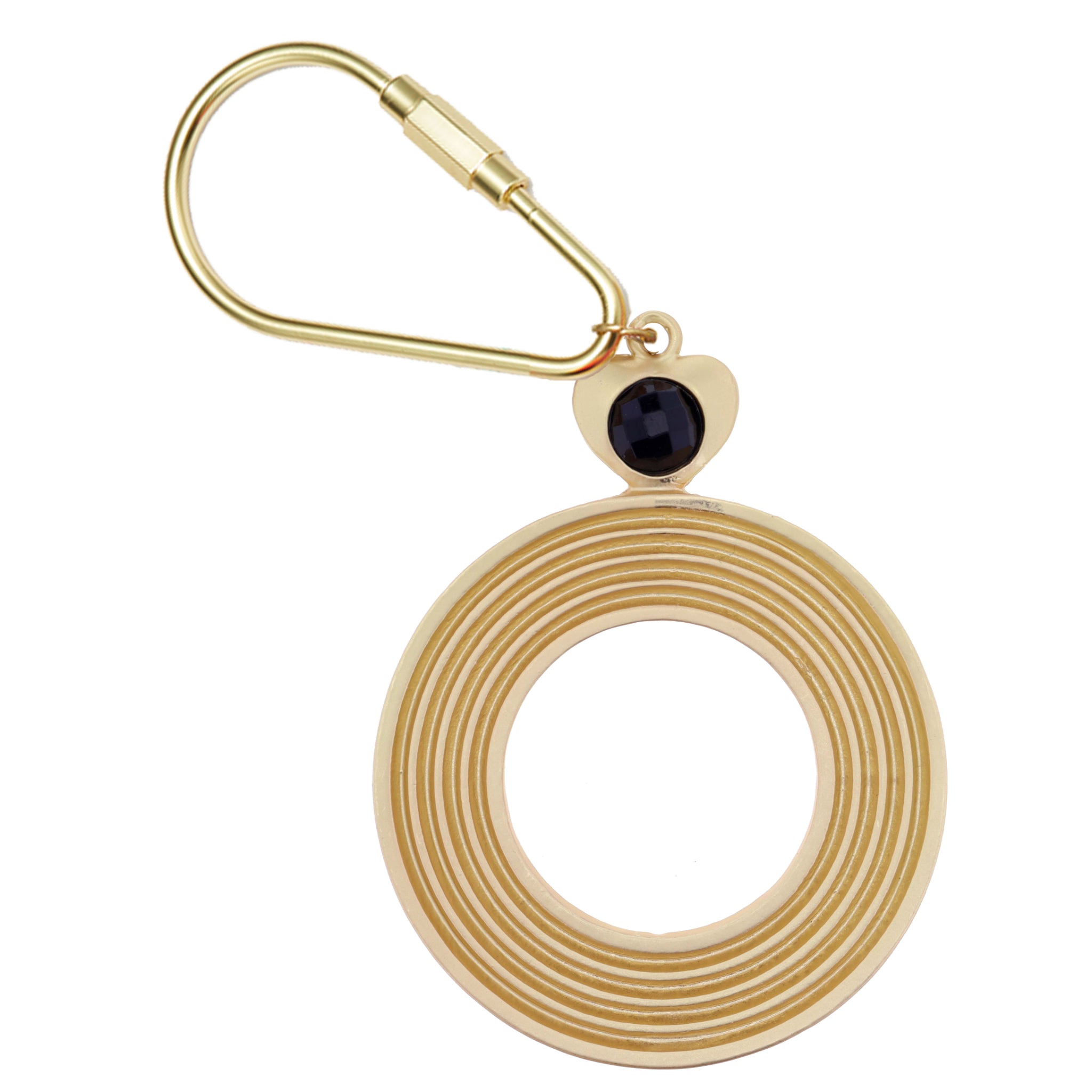 Gold "O" with Jet Crystal Keychain