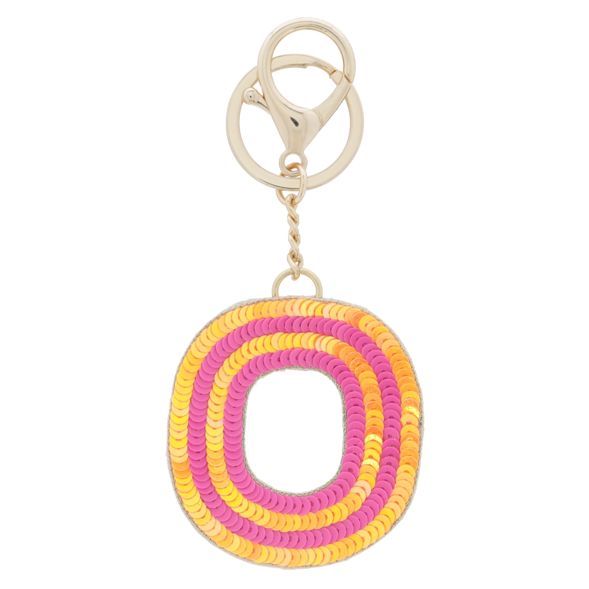 Multi Orange and Hot Pink Sequin "O" Keychain