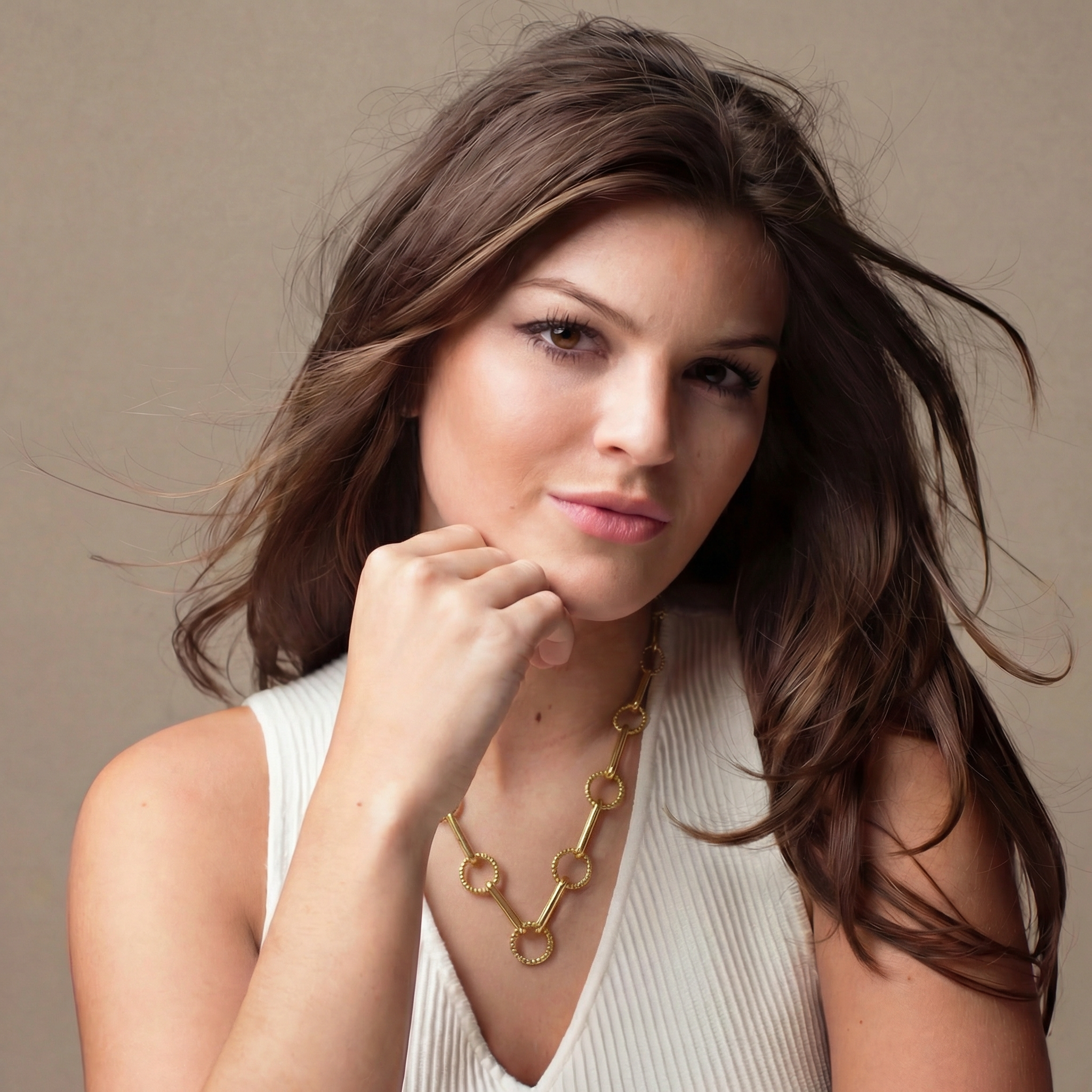 18k Gold Plated Round Disk, Oval Link Chain Necklace