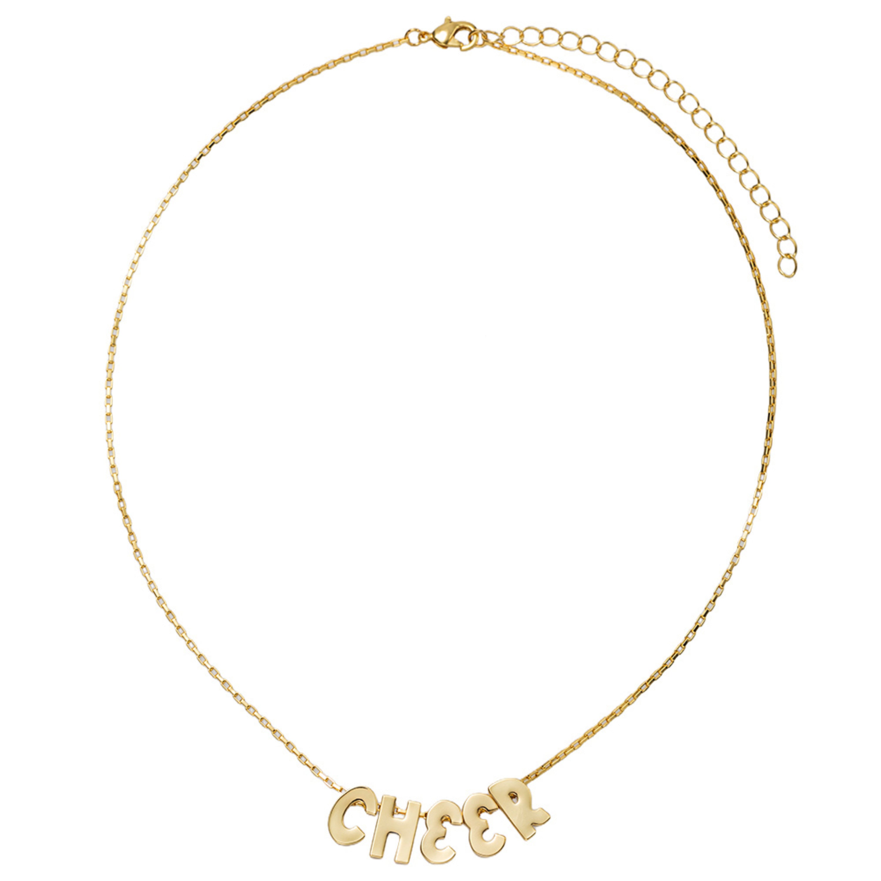 Kids 18K Gold Plated Longbox Chain Necklace with Gold "Cheer"