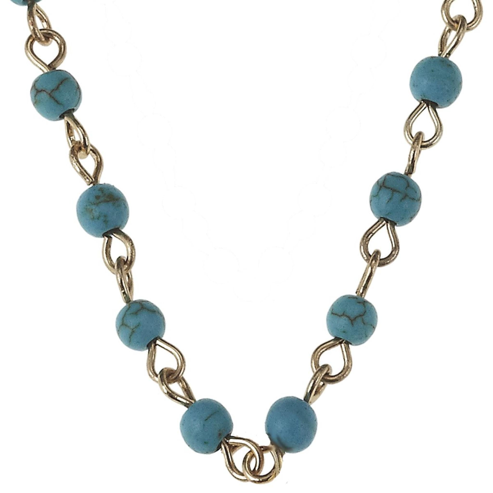 16" Gold/Turquoise Link Necklace