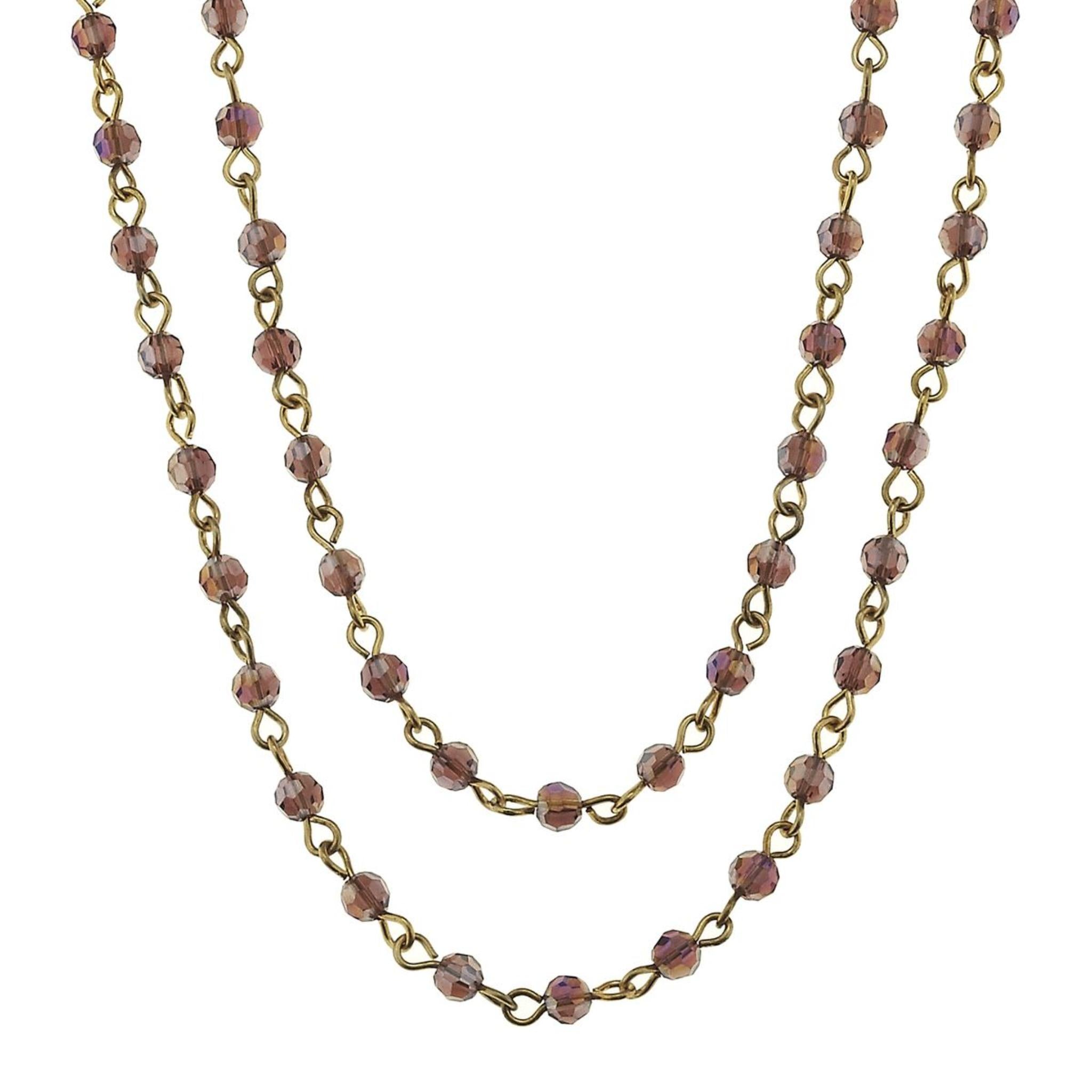 Antique Gold and Lavender Linked Necklace