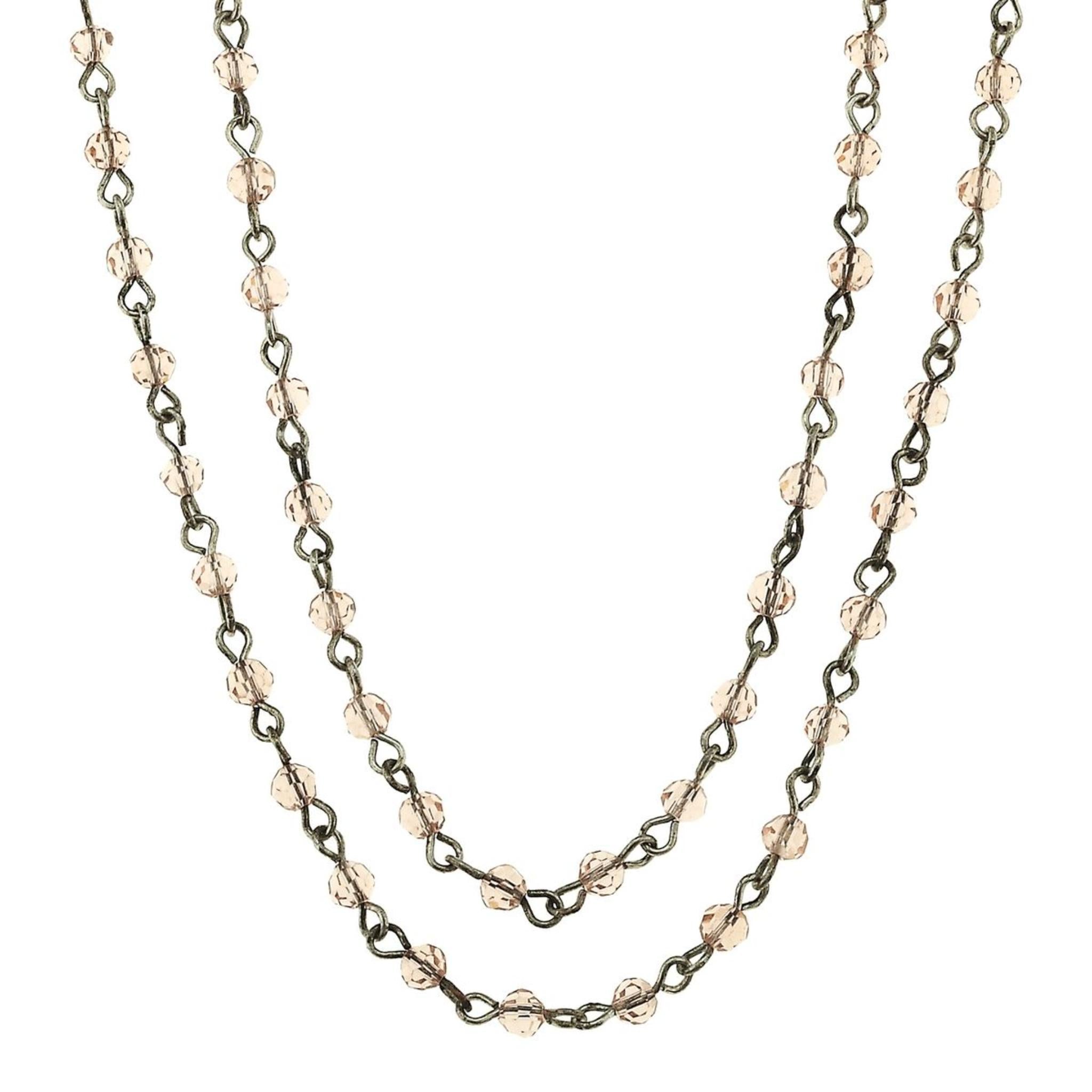 Silver and Rose Linked Necklace