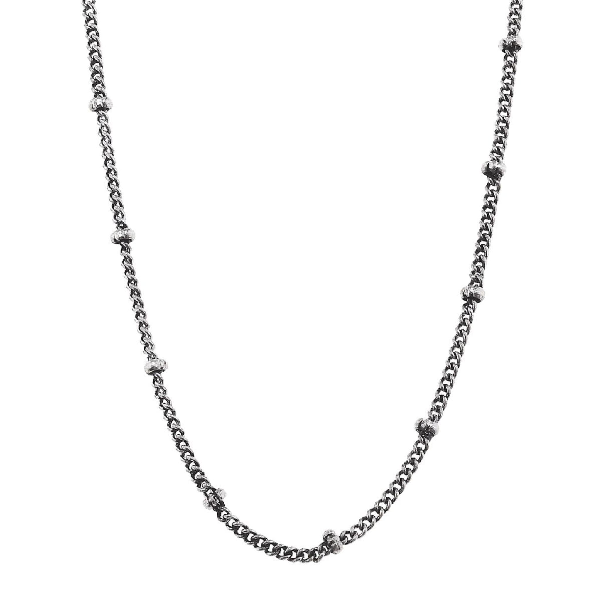 18" Silver Ball Station Necklace, 3" Ext