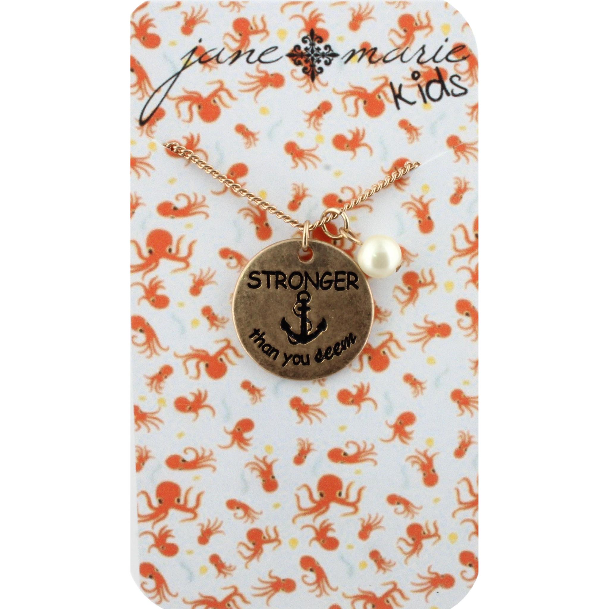14" Kids Gold Necklace with Gold Anchor, 3" Ext