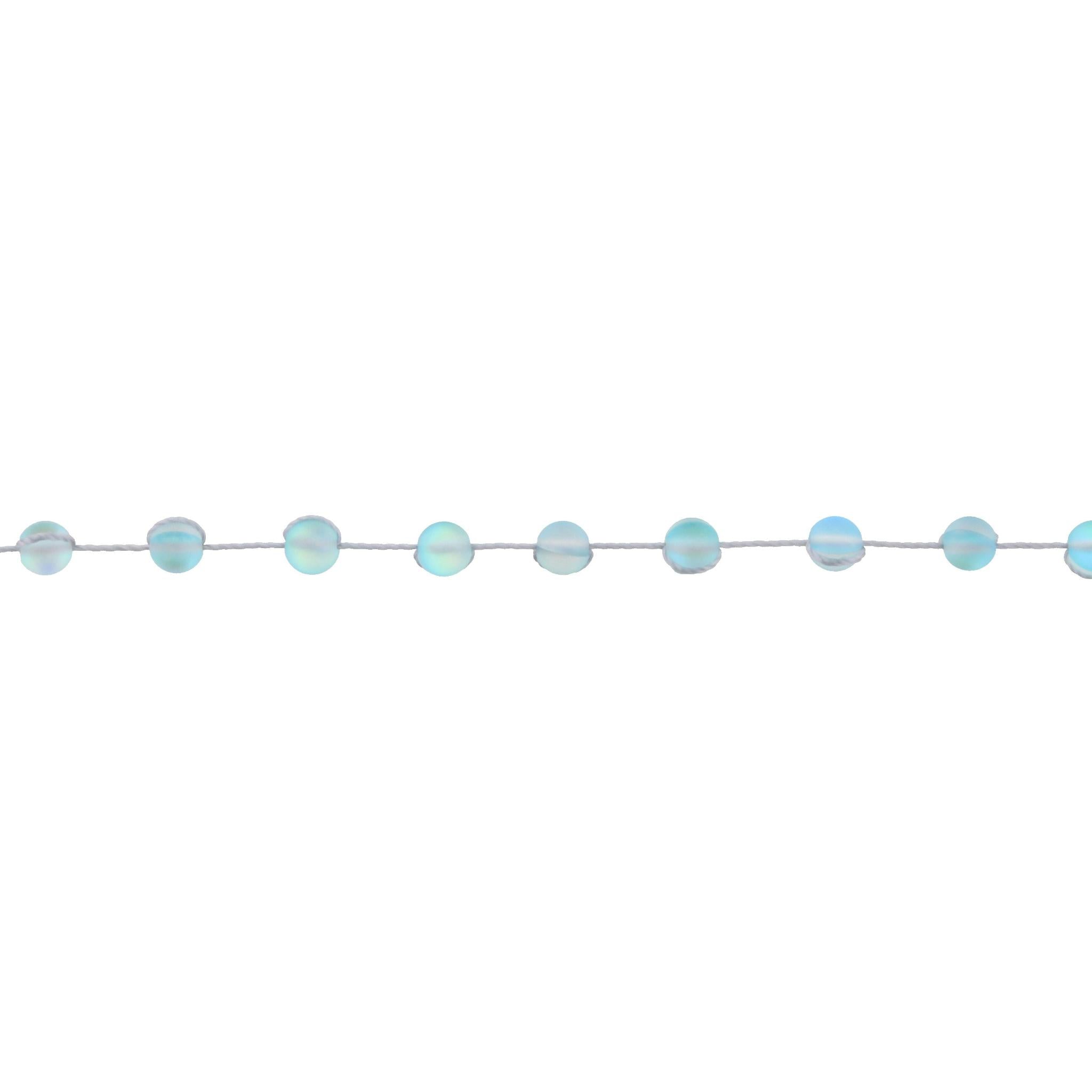 13" Aqua Opalized Knotted Choker Necklace , 3" Ext