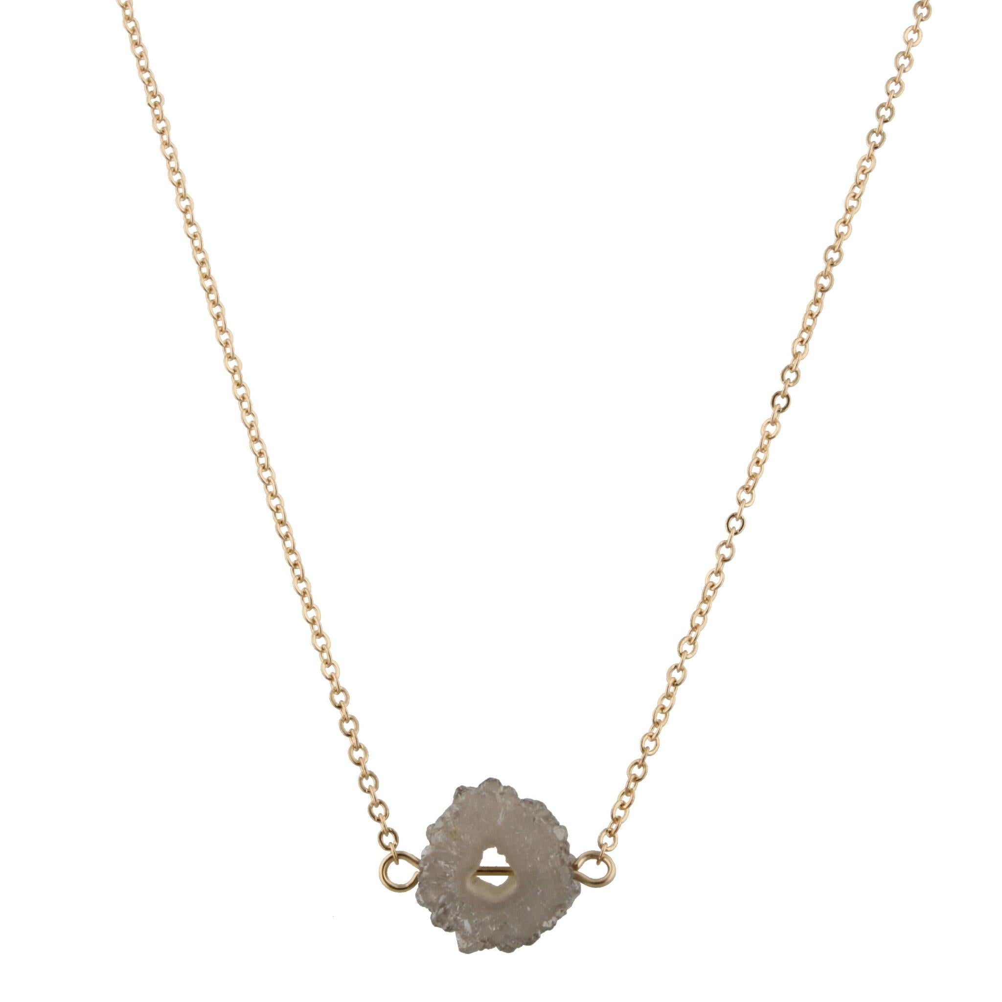 16" Necklace with Grey Quartz, 3" Ext