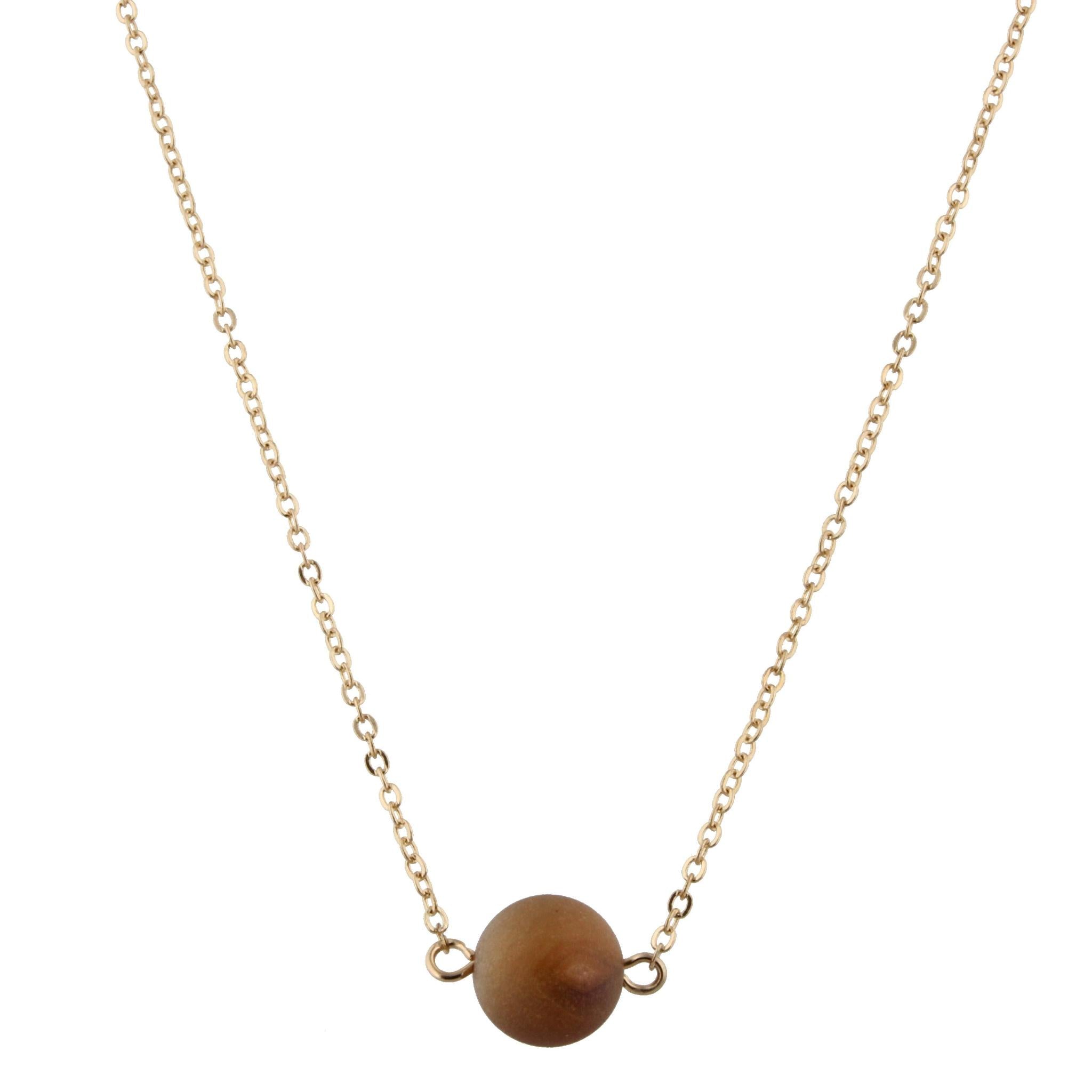 16" Necklace with Brown Druzy Bead, 3" Ext