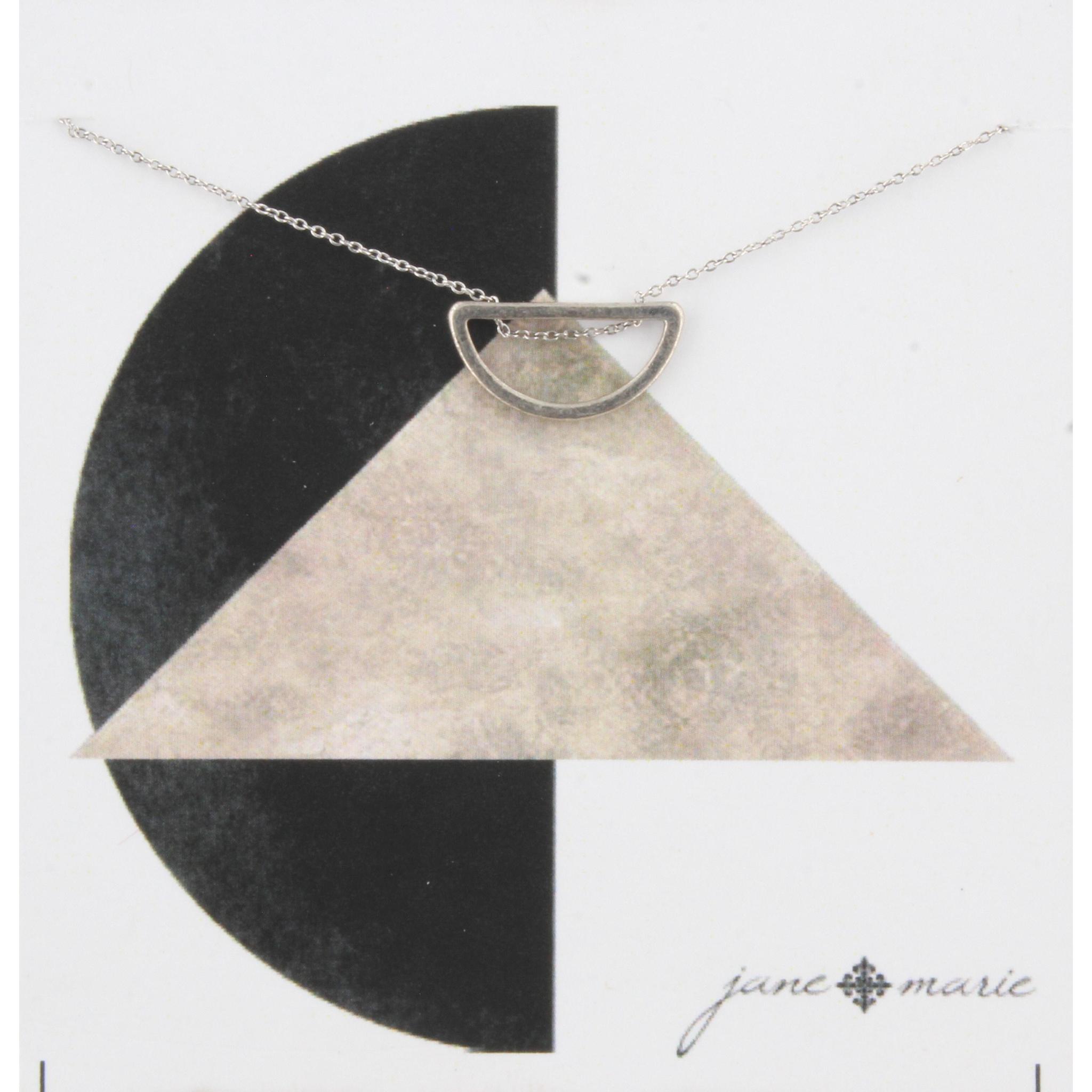 16" Silver Chain Necklace with Delicate SIlver Half Circle, 3" Ext