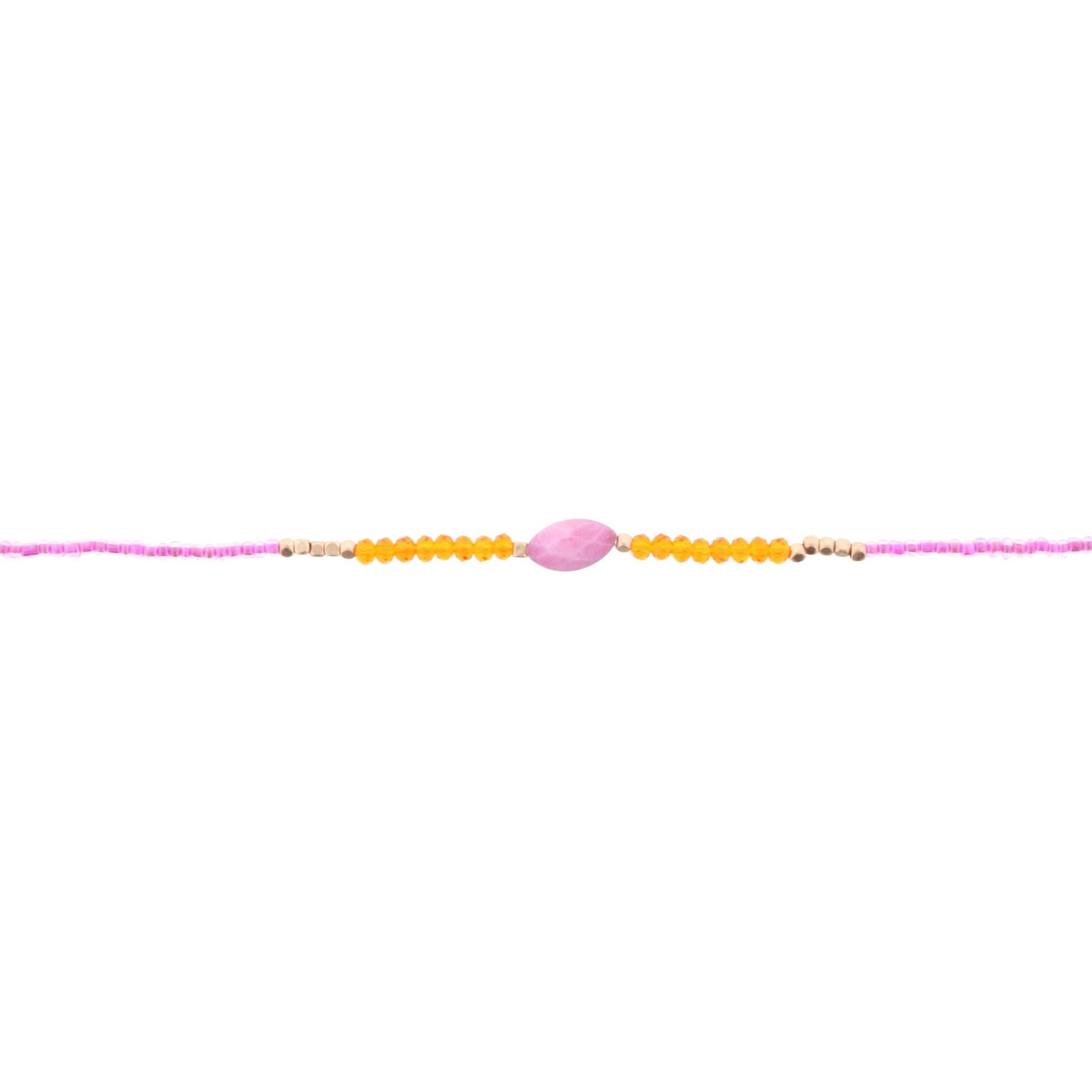 12" Kids Orange, Pink, Fuschia Choker Necklace with Pink Stone, 2" Ext