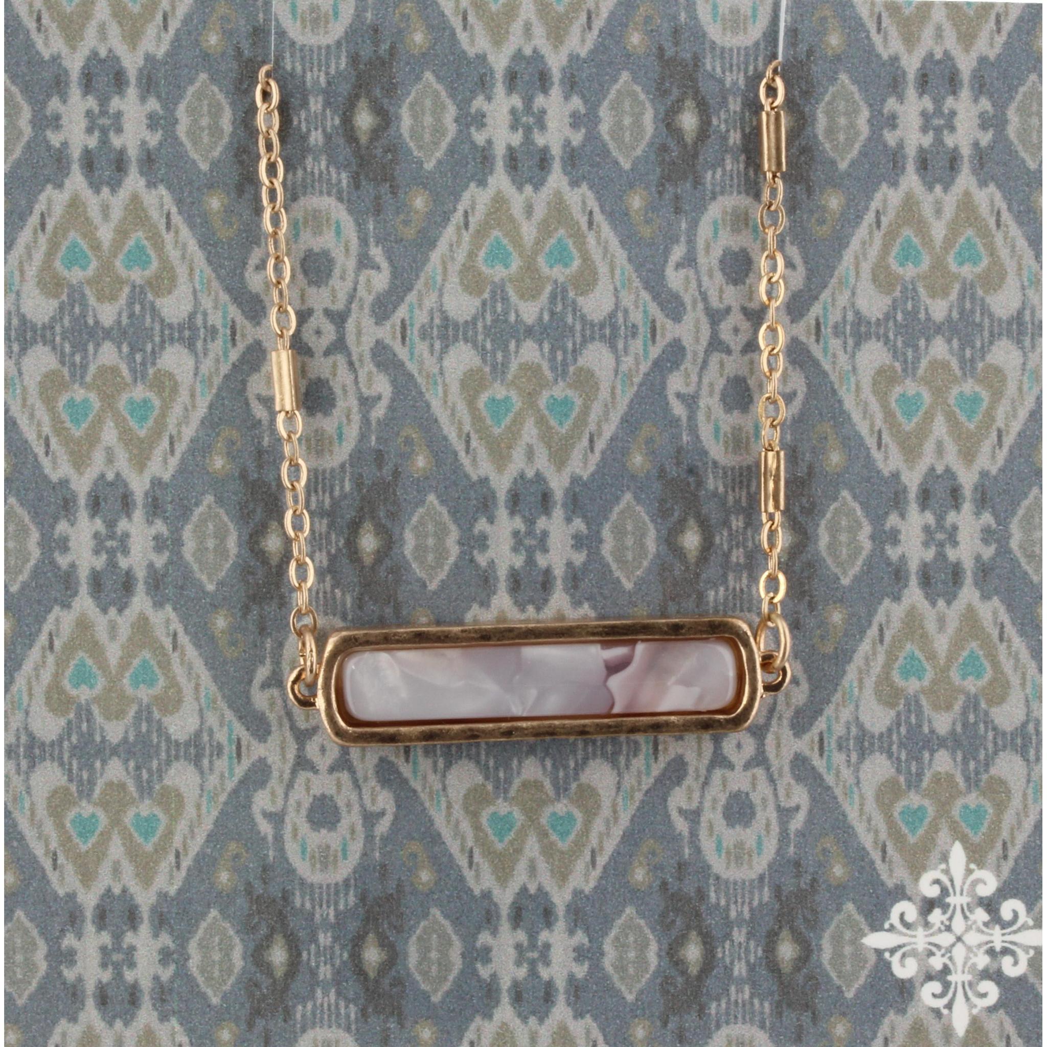 16" Light Purple Resin Bar Necklace, 3" Ext
