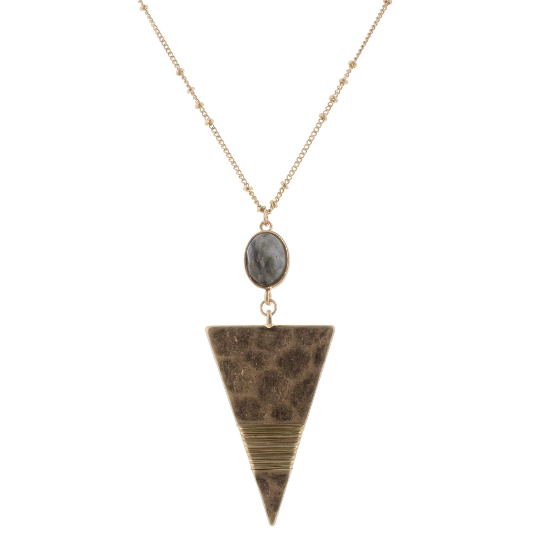 32" Triangle Necklace with Labrodite Stone, 3" Ext,