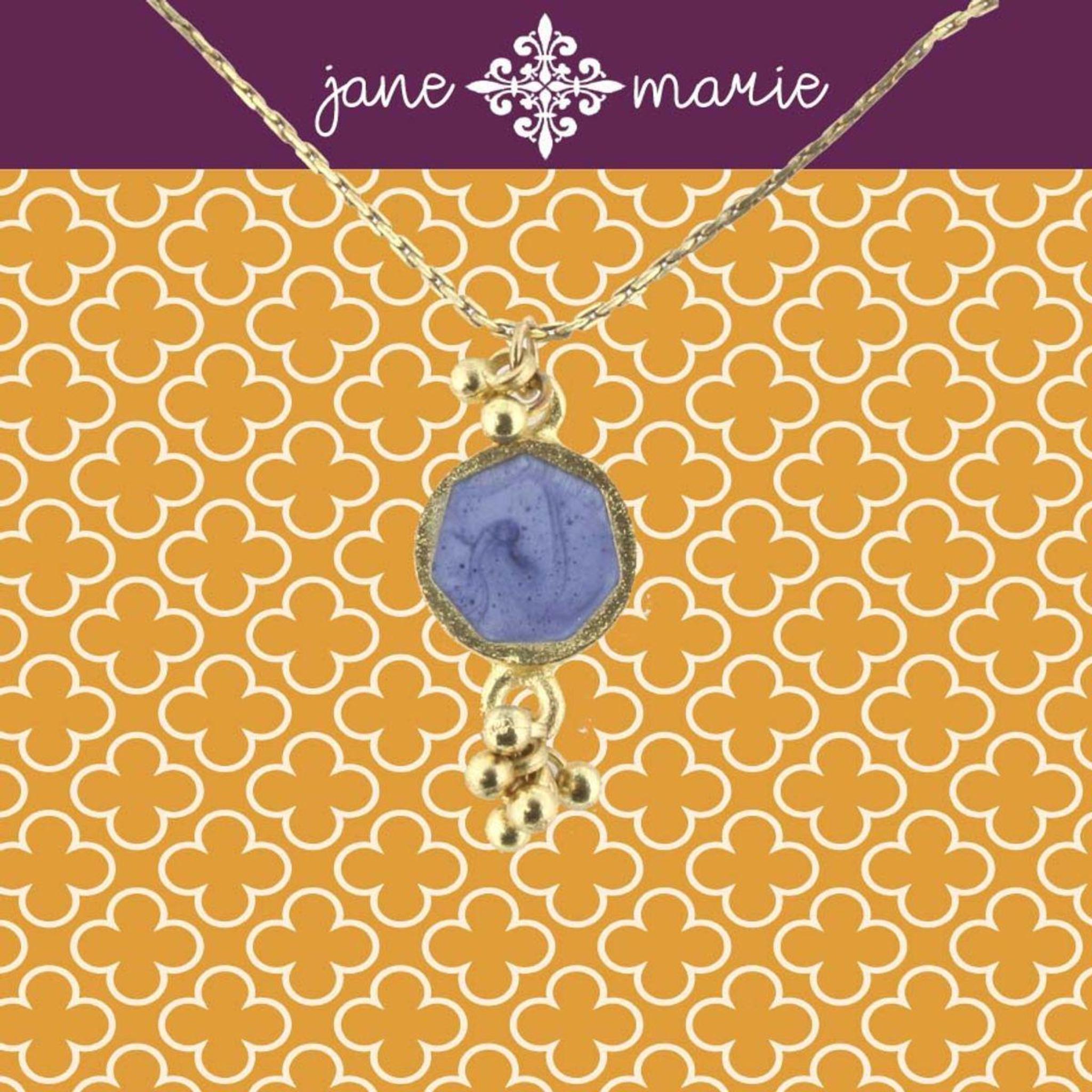 16" Purple Sun Stone Necklace with Gold Dangles, 3" Ext