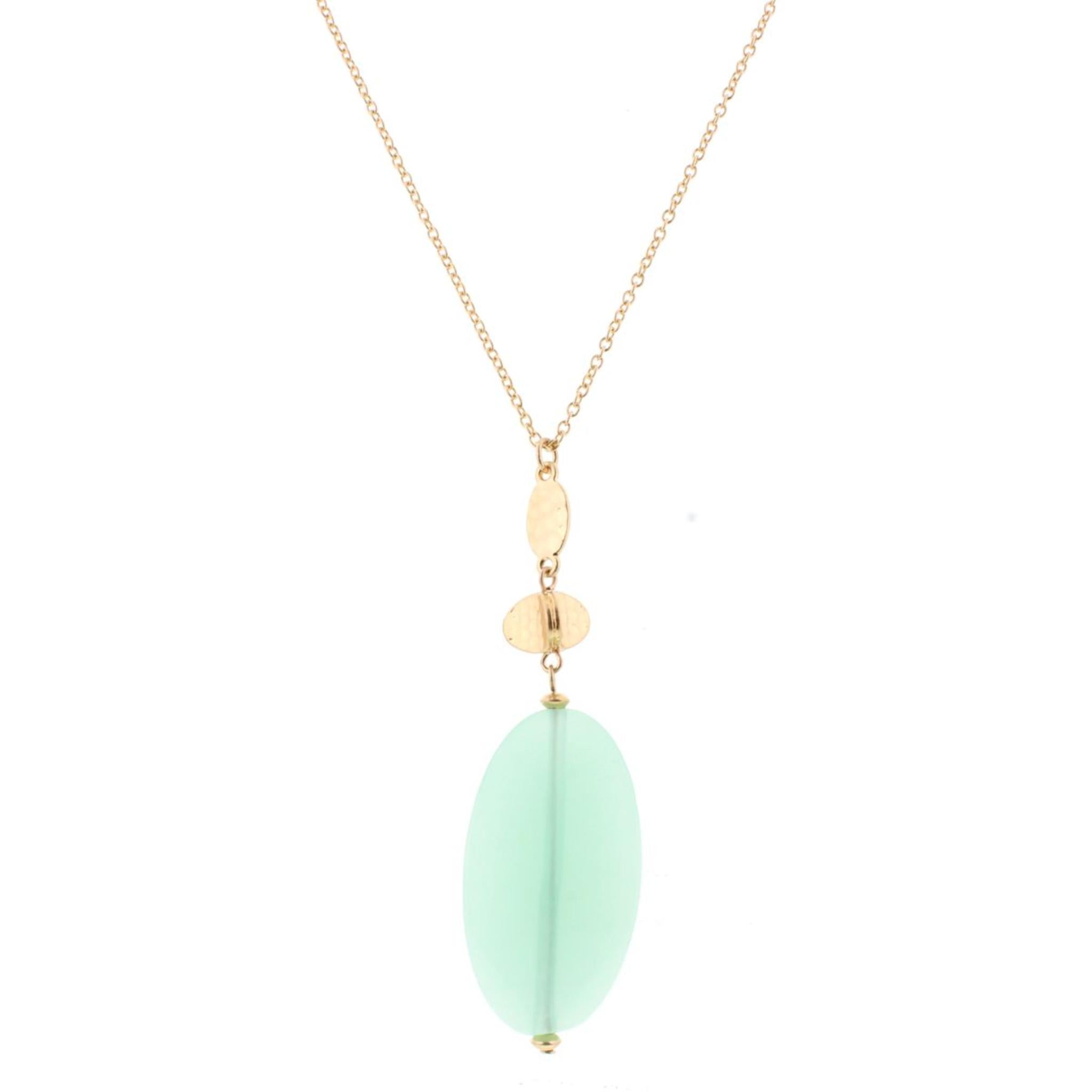 30" Gold Chain with Chalcedony Stone Necklace, 3" Ext