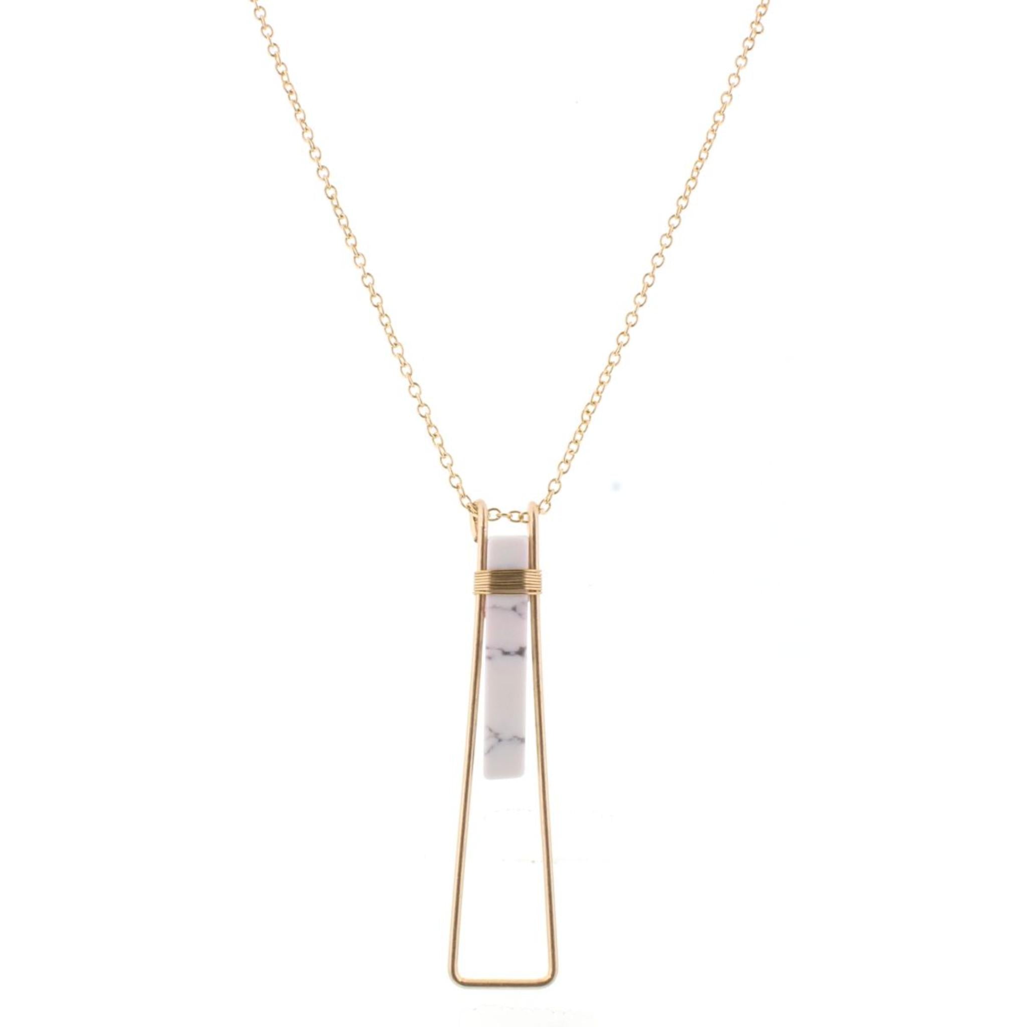 30" Gold Chain with Howlite Pendant Necklace, 3" Ext