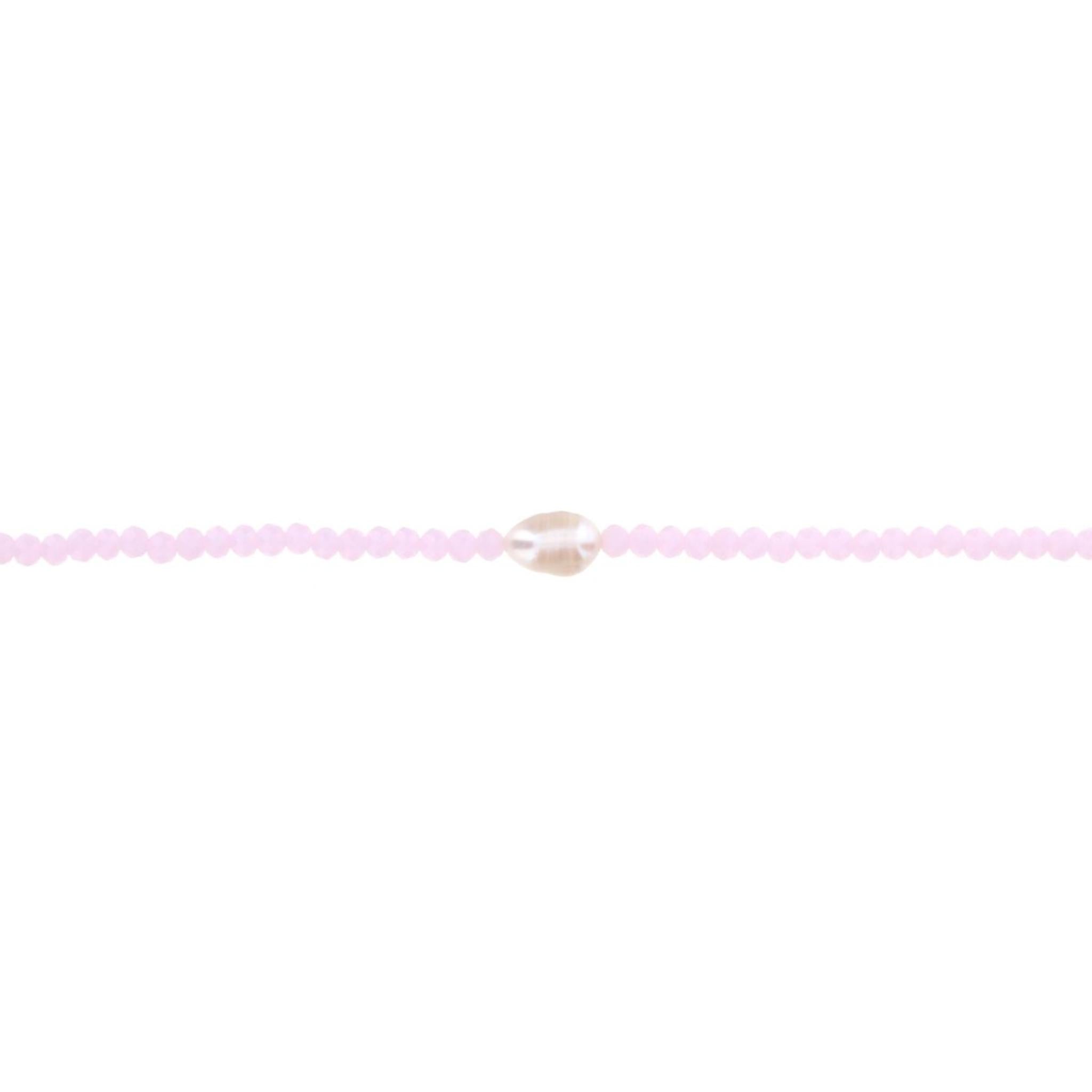16" Light Pink Beaded Necklace with Pearl, 3" Ext
