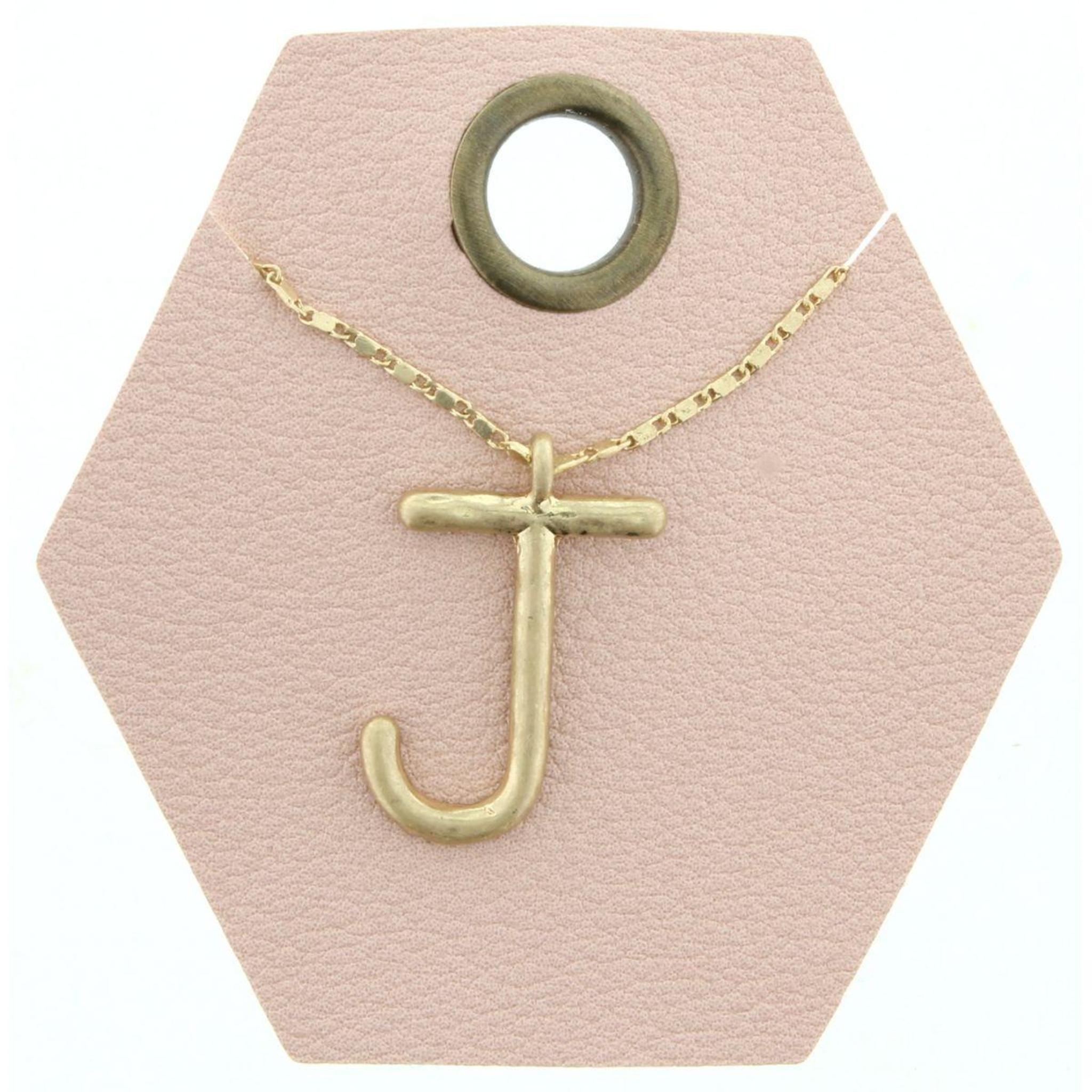 16" Gold Chain Necklace, Initial "J", 3" Ext