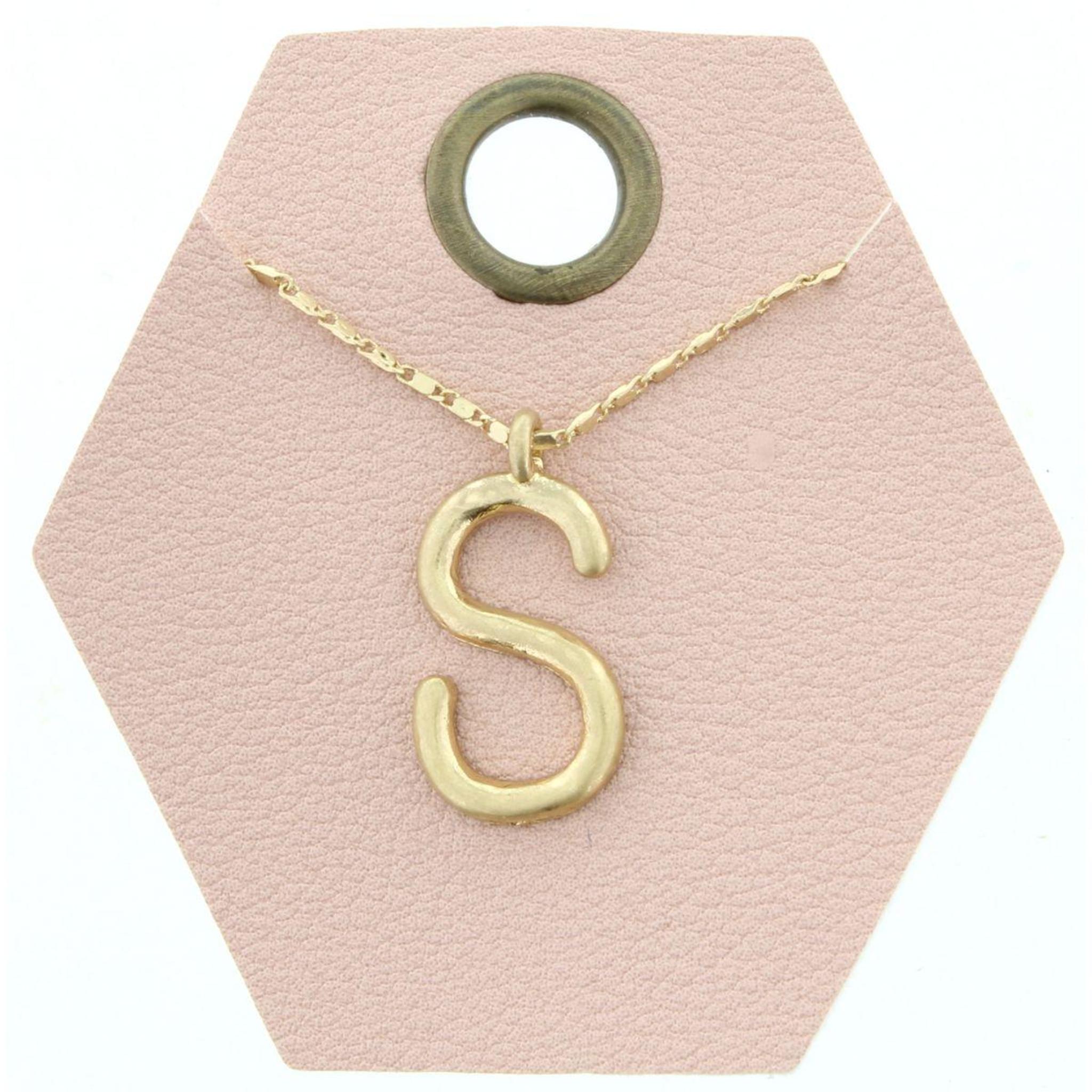 16" Gold Chain Necklace, Initial "S", 3" Ext