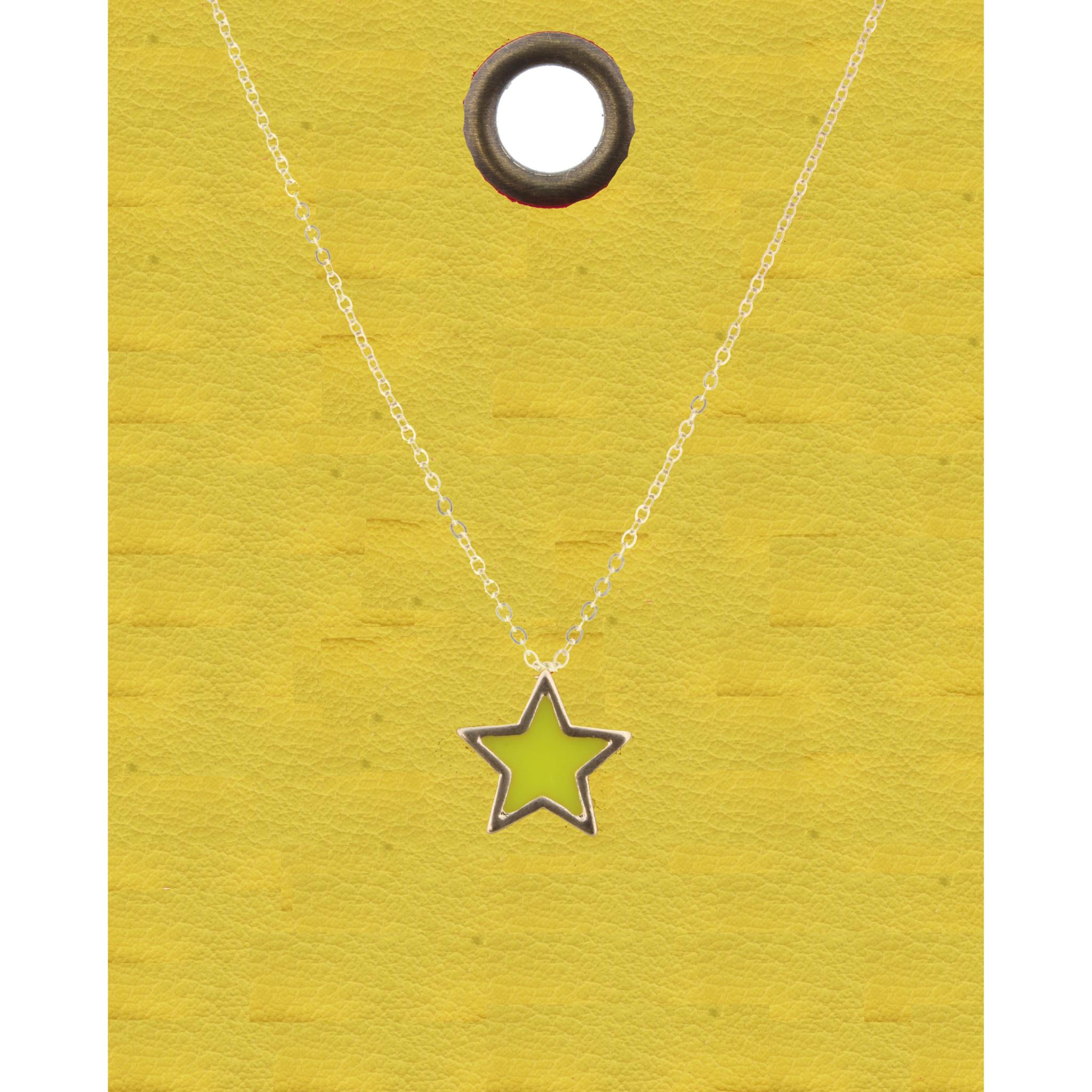 16" Gold Chain Necklace with Yellow Star, 3" Ext