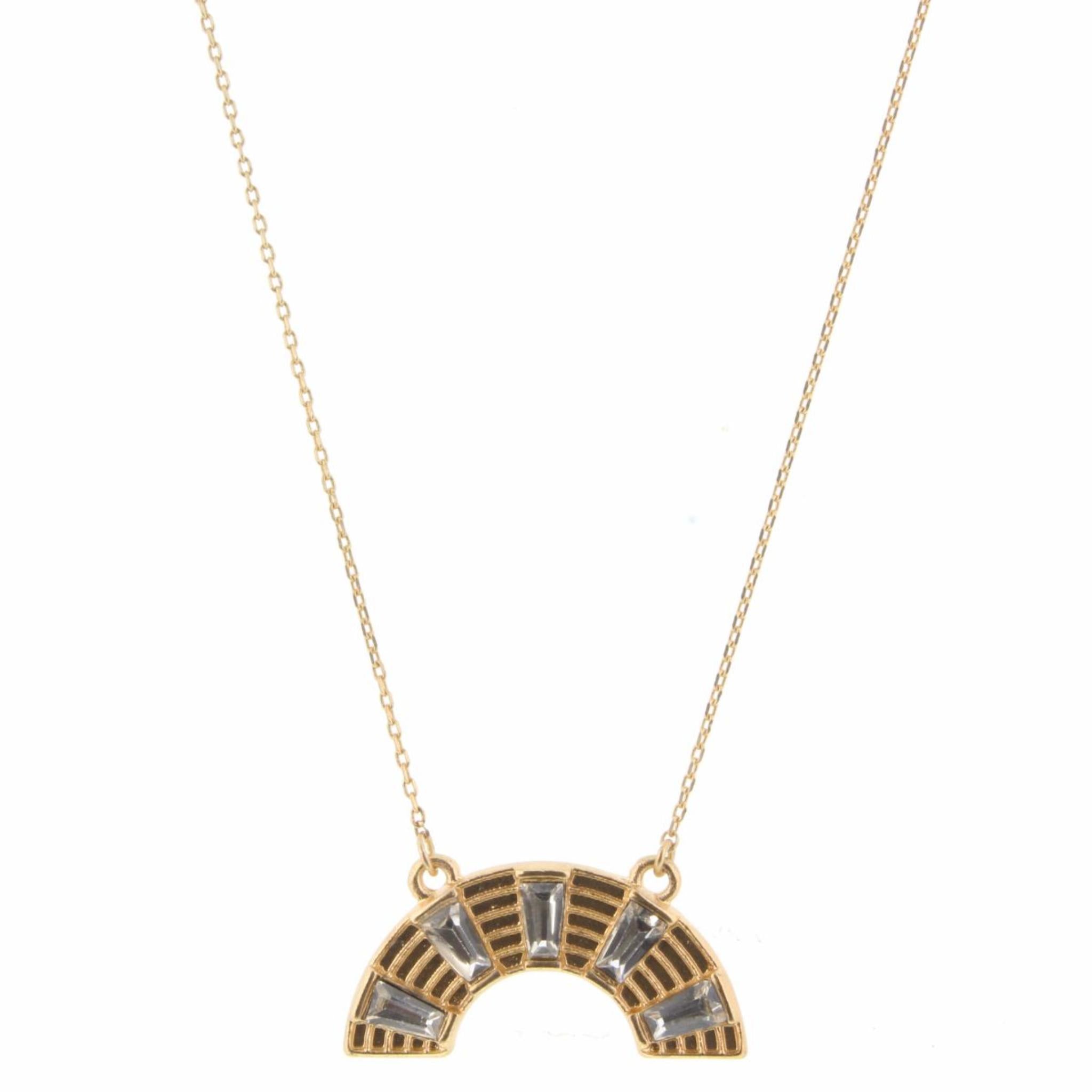 16" to 24" Gold Arch with Clear Trapazoid Rhinestones Adjustable Necklace
