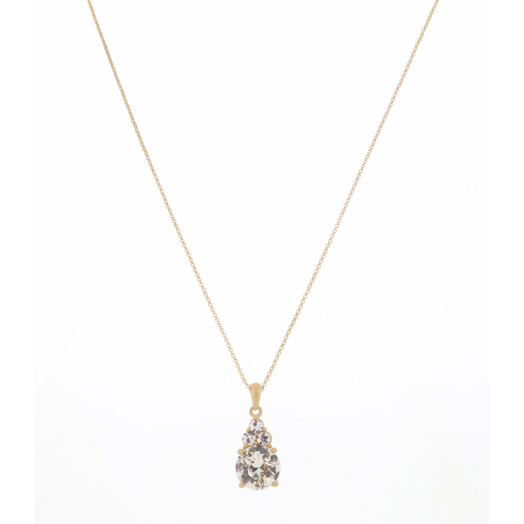 18" Mini Clear Cluster on Big Clear Circle Crystal Necklace, 3" Ext