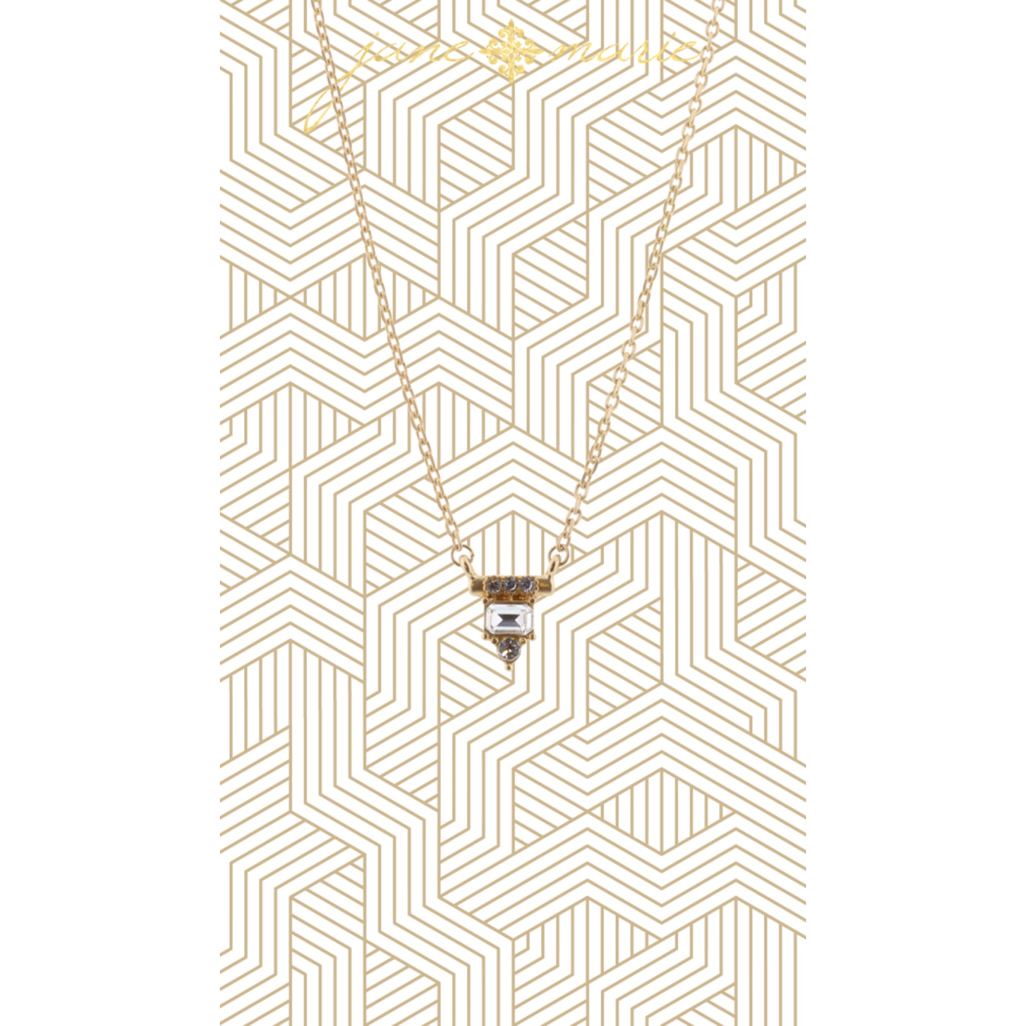 16" Mixed Clear Crystal Pendant Necklace, 3" Ext