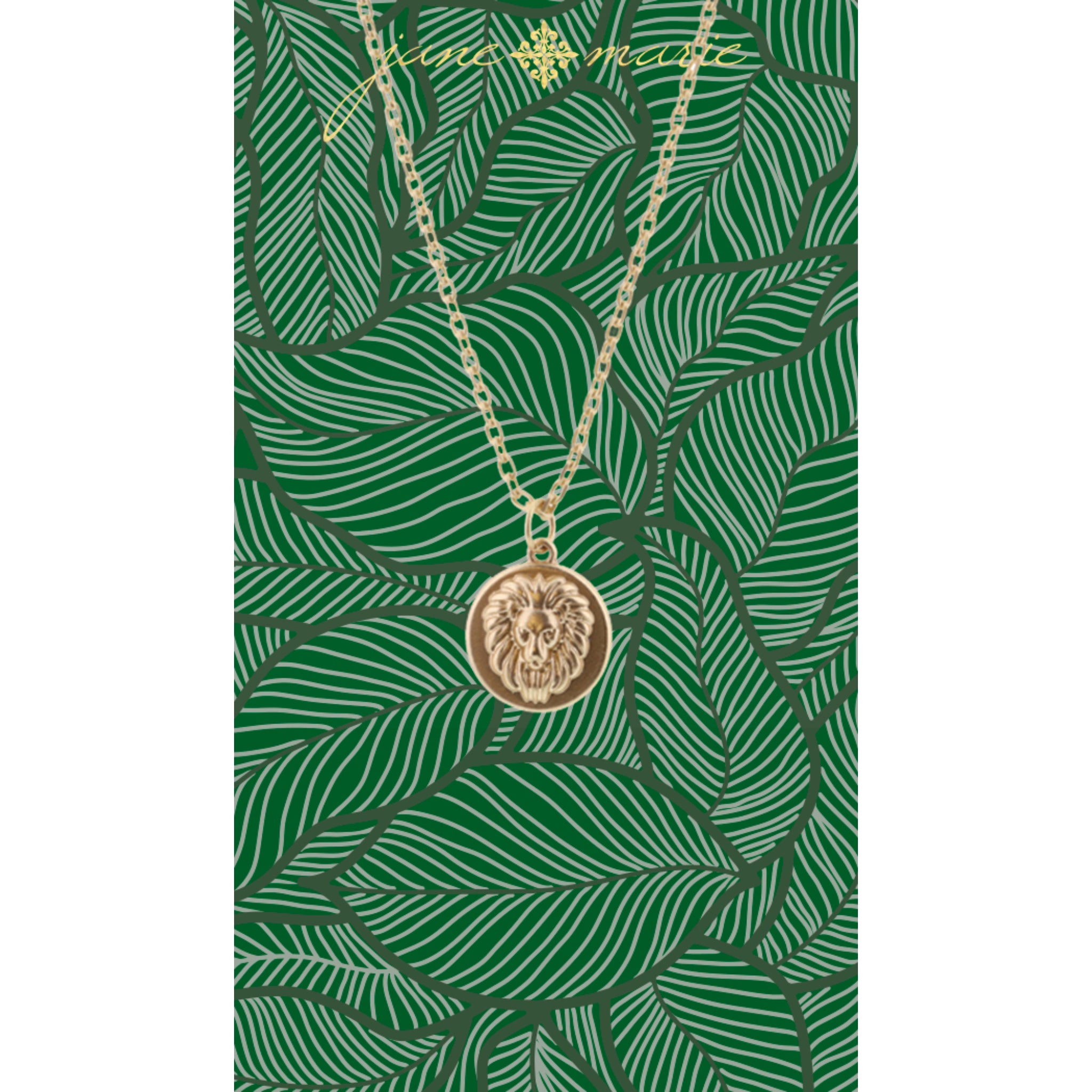 16" Gold Lion Head Necklace, 3" Ext