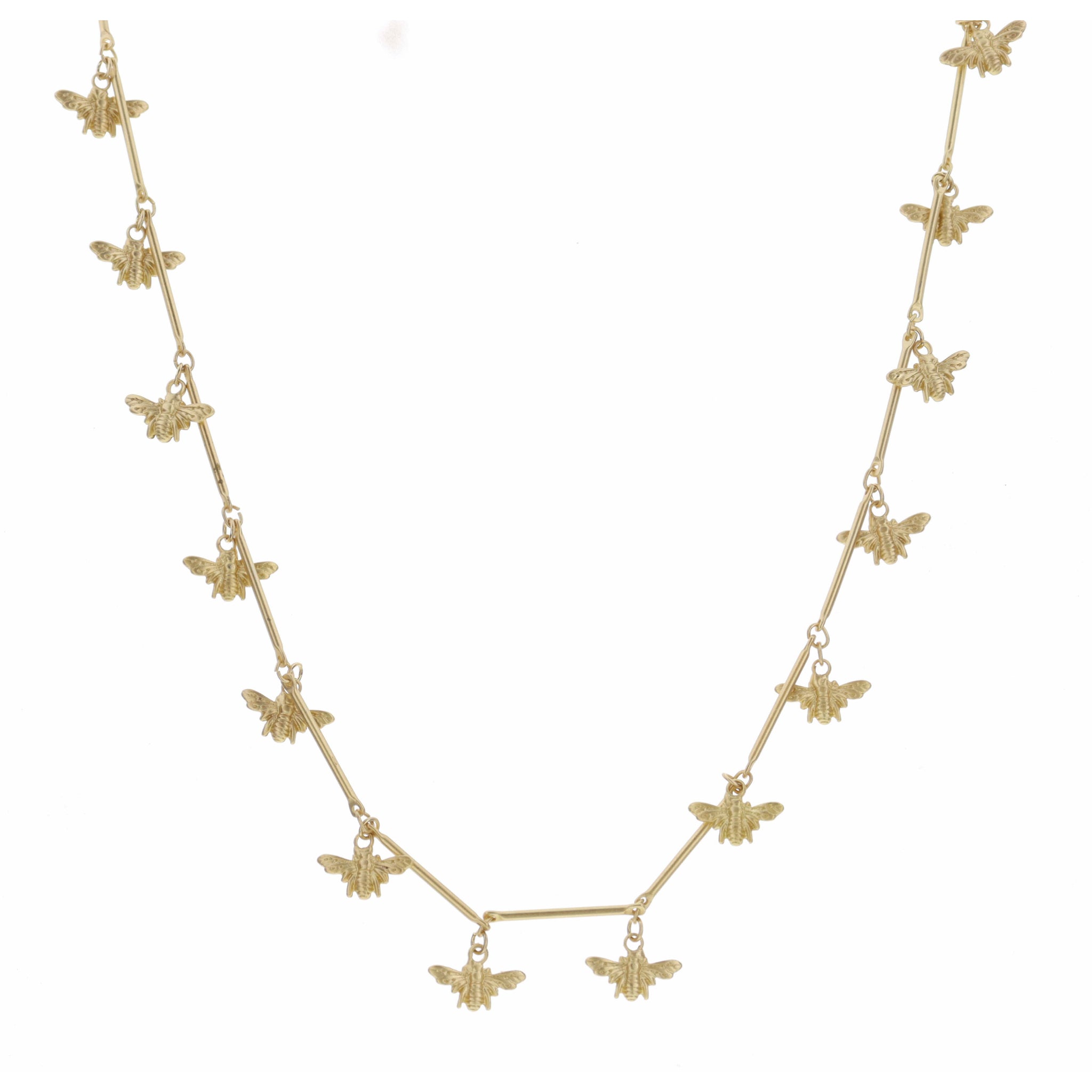 16" Gold Bee Station Necklace , 3" Ext