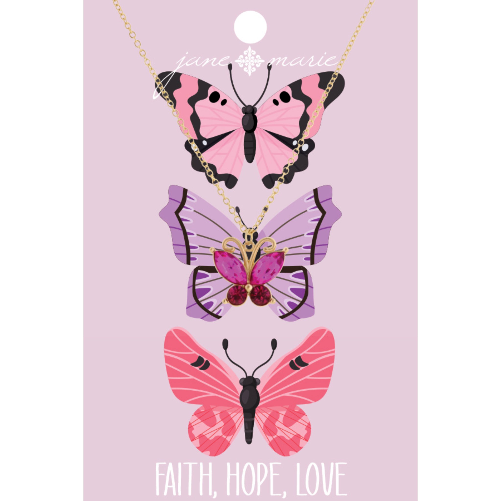 Kids 14" Hot Pink Butterfly Necklace, 2" Ext