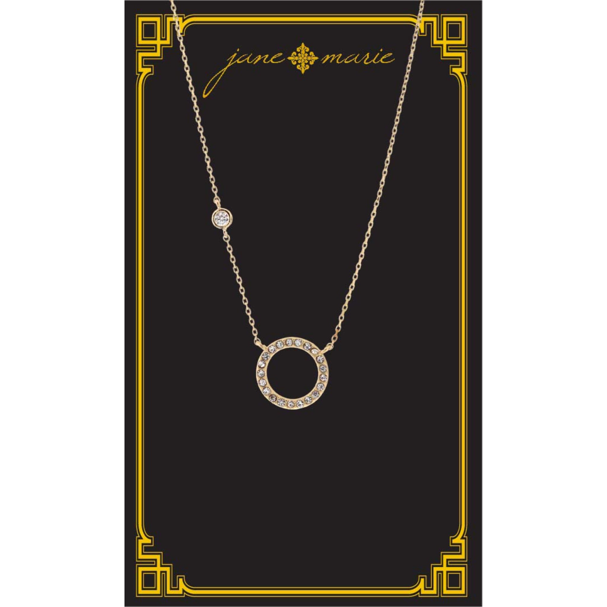 16" Clear Crystal Open Circle  Necklace, , 3" Ext