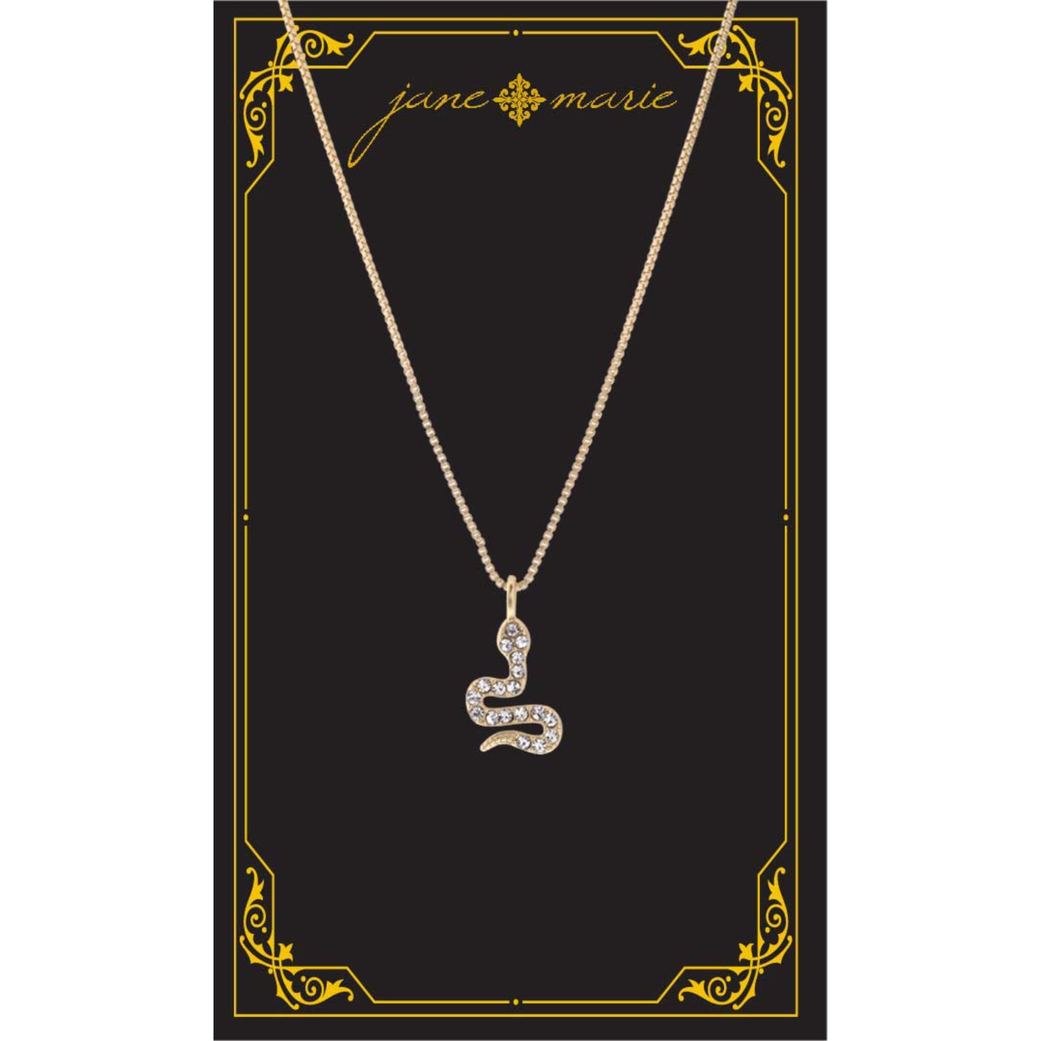 16" Clear Crystal Snake  Necklace, , 3" Ext